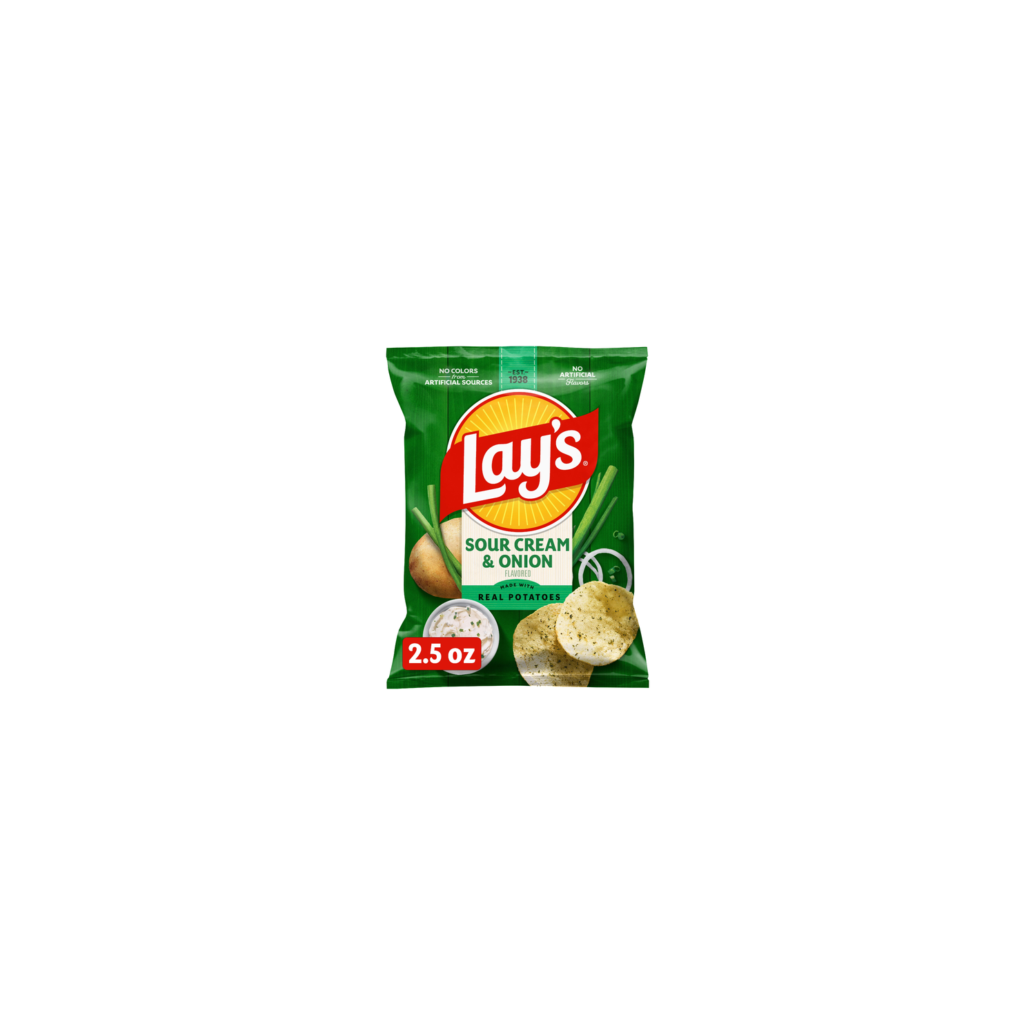 Lay's Sour Cream & Onion Flavored Potato Chips - 2.5 Ounce Image 1 of 3