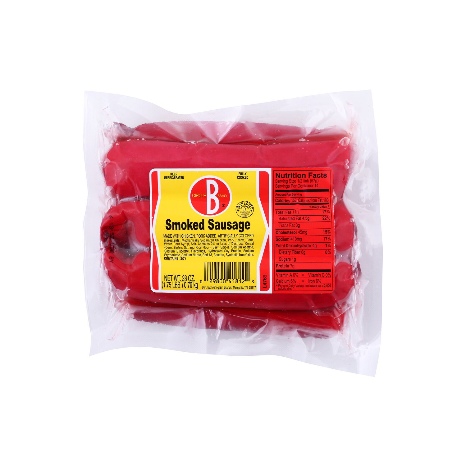 Circle B Brand Smoked Sausage - 28 Ounce Image 1 of 4