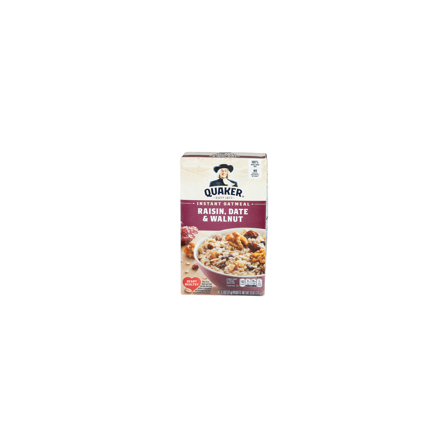 Quaker Raisin, Date & Walnut Instant Oatmeal - 1.3 Ounce - 10 Count Image 1 of 4