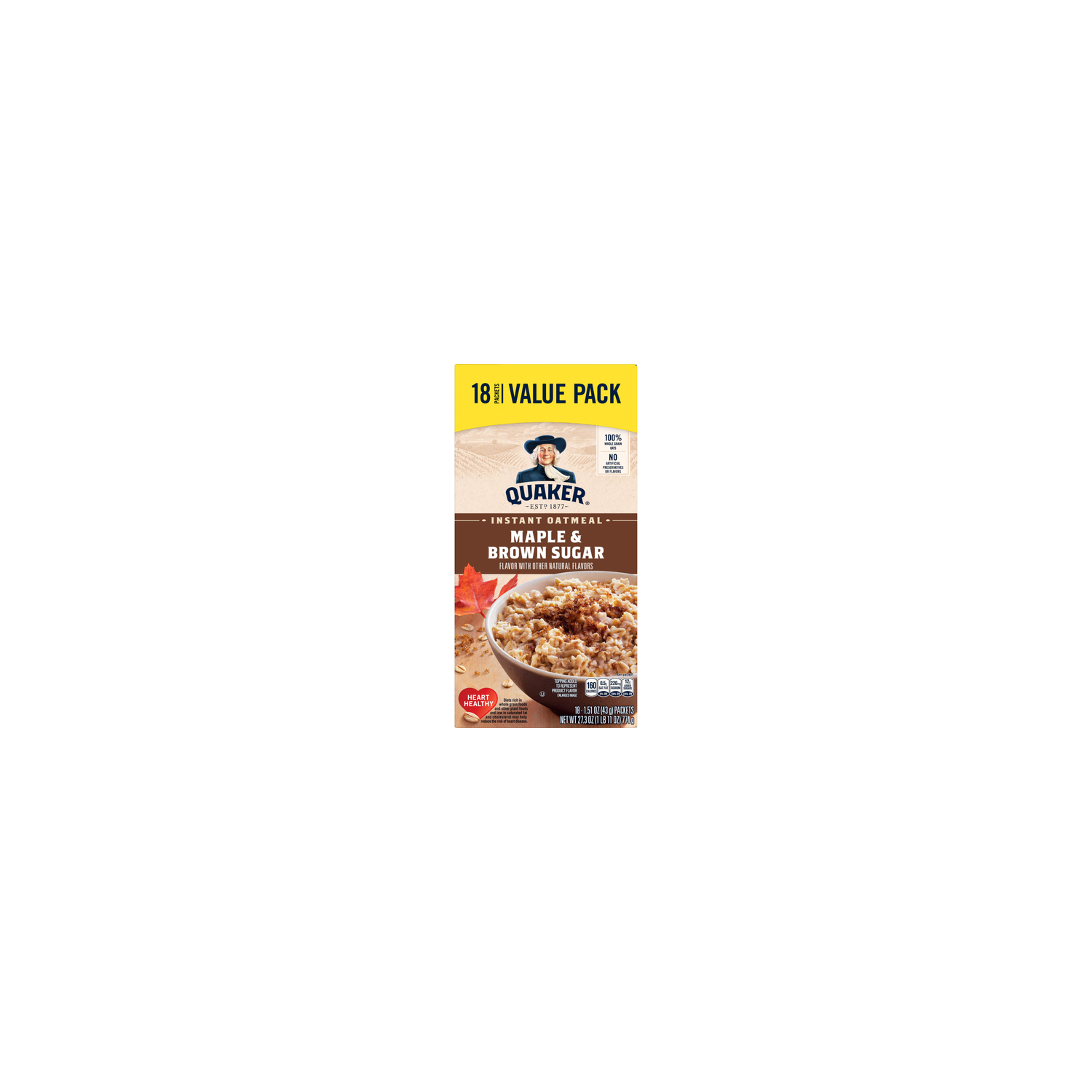 Quaker Instant Oatmeal Maple & Brown Sugar - 27.3 Ounce Image 1 of 3