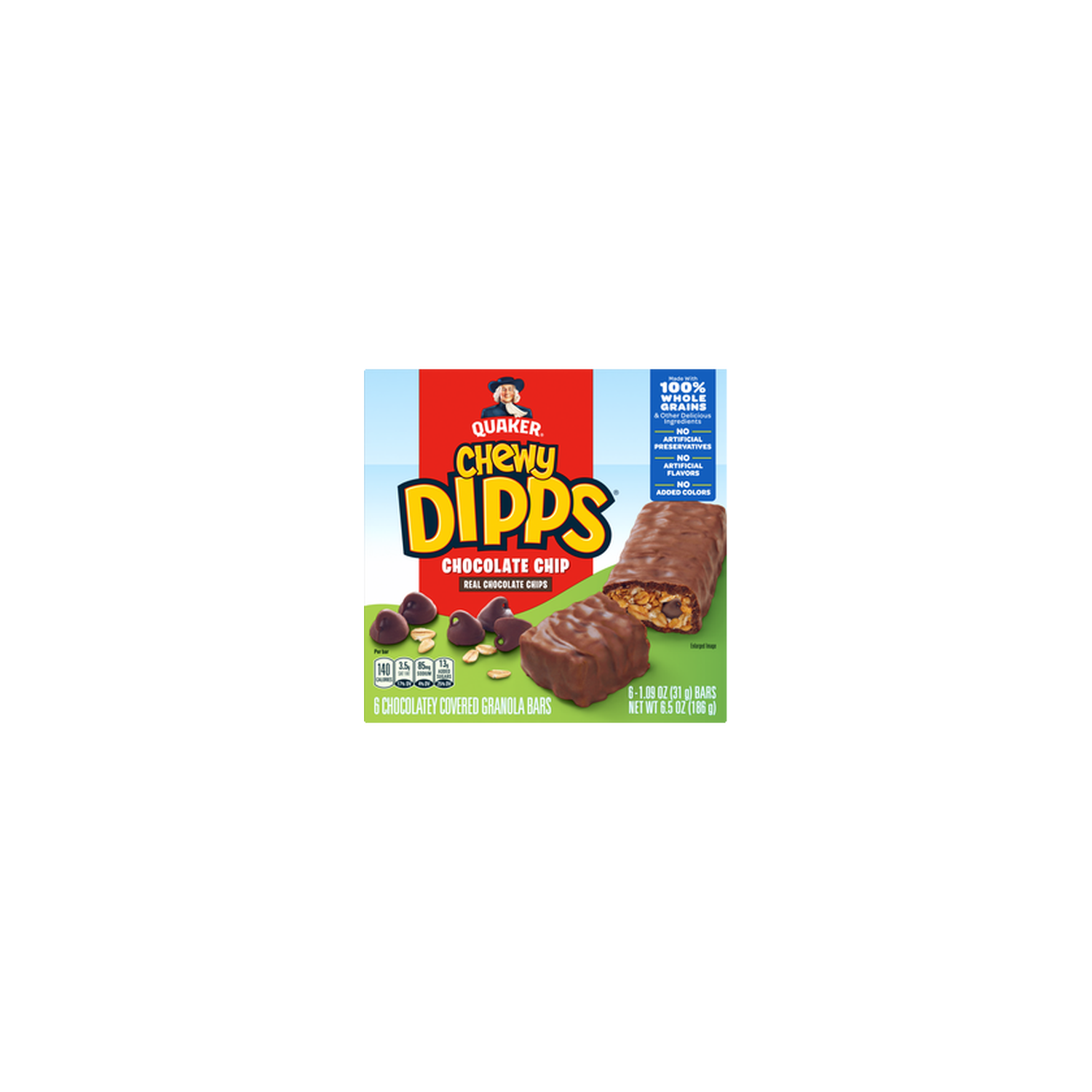 Quaker Chewy Dipps Chocolatey Covered Granola Bars Chocolate Chip - 6.5 Ounce Image 1 of 3