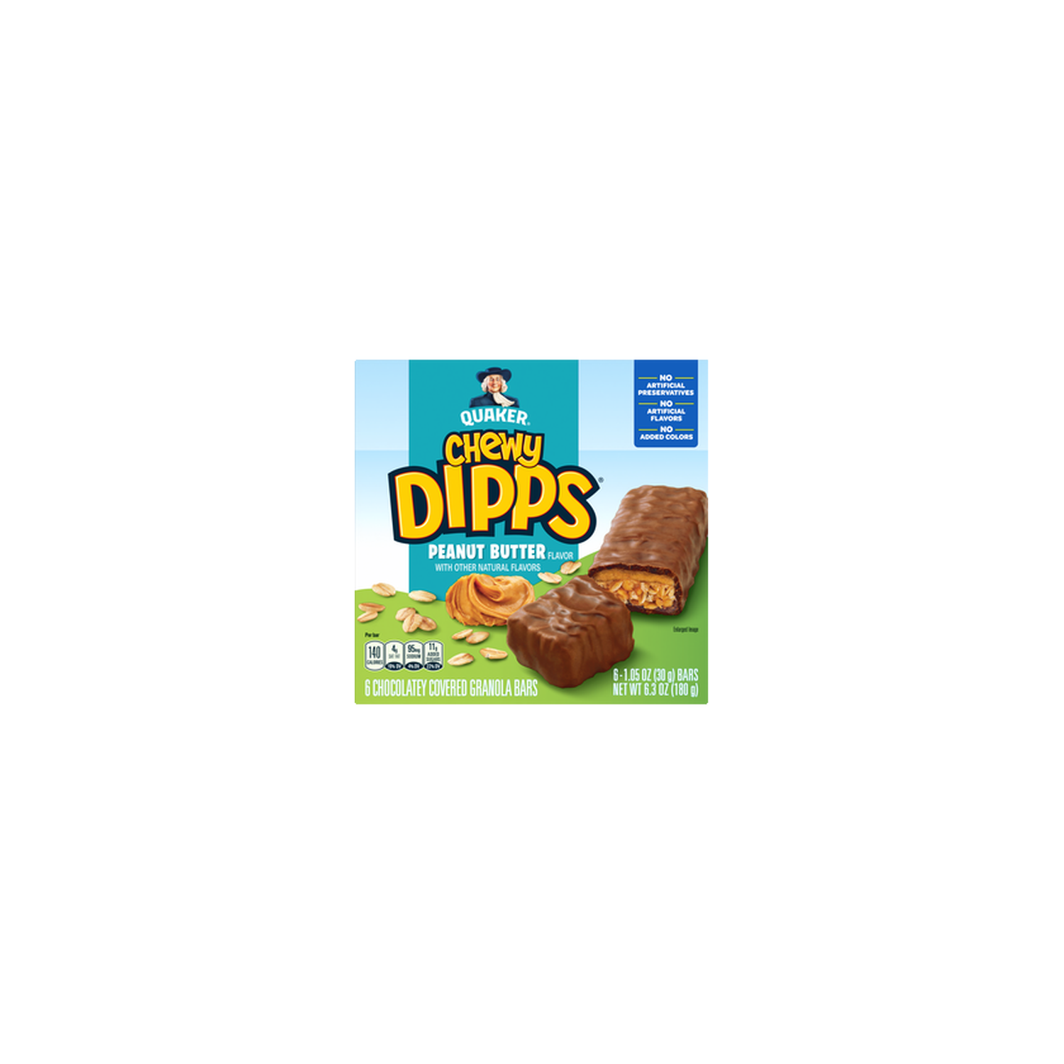 Quaker Chewy Dipps Chocolatey Covered Granola Bars Peanut Butter Flavor - 6.3 Ounce Image 1 of 3