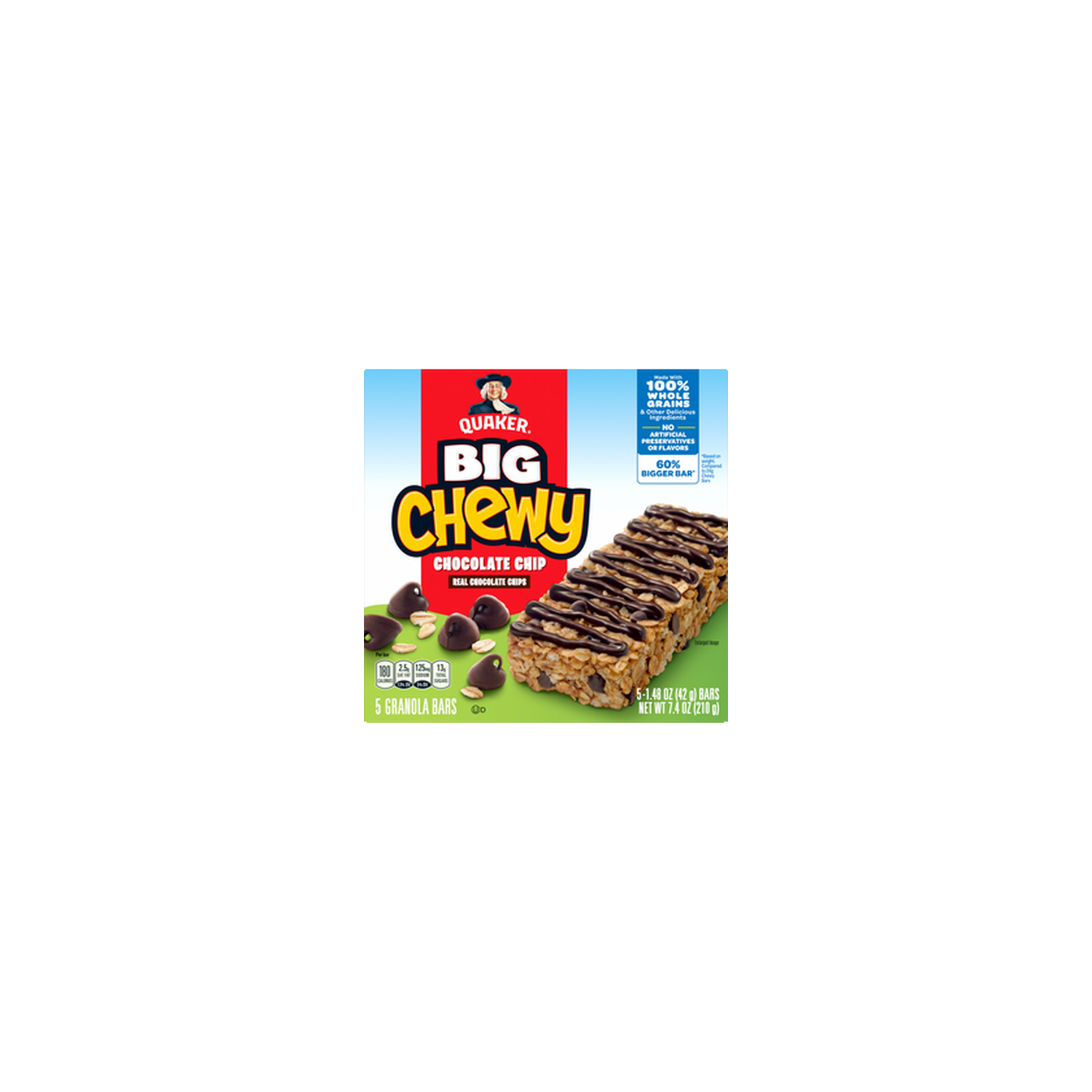 Quaker Big Chewy Granola Bars Chocolate Chip - 7.4 Ounce Image 1 of 3