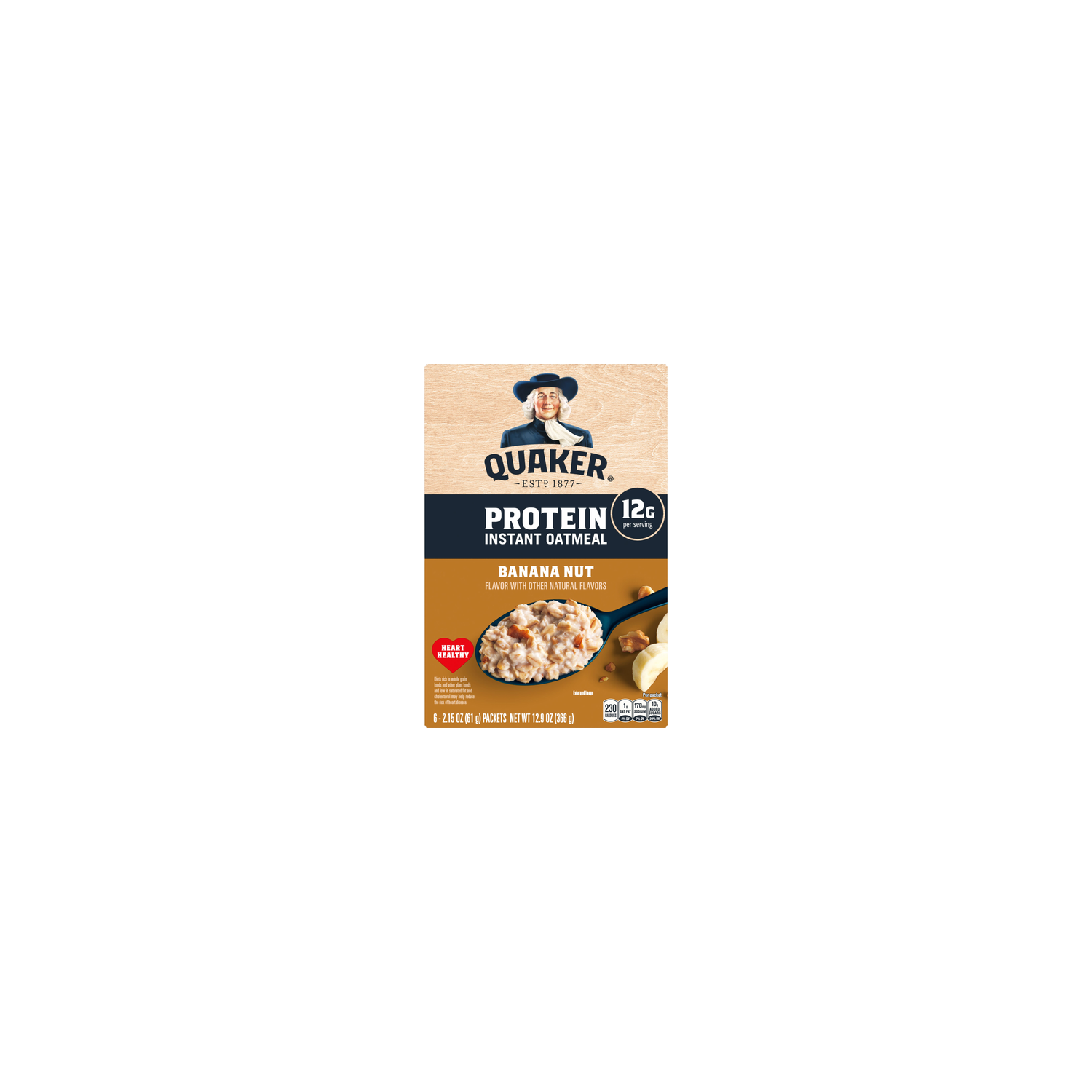 Quaker Protein Instant Oatmeal Banana Nut - 12.9 Ounce Image 1 of 3