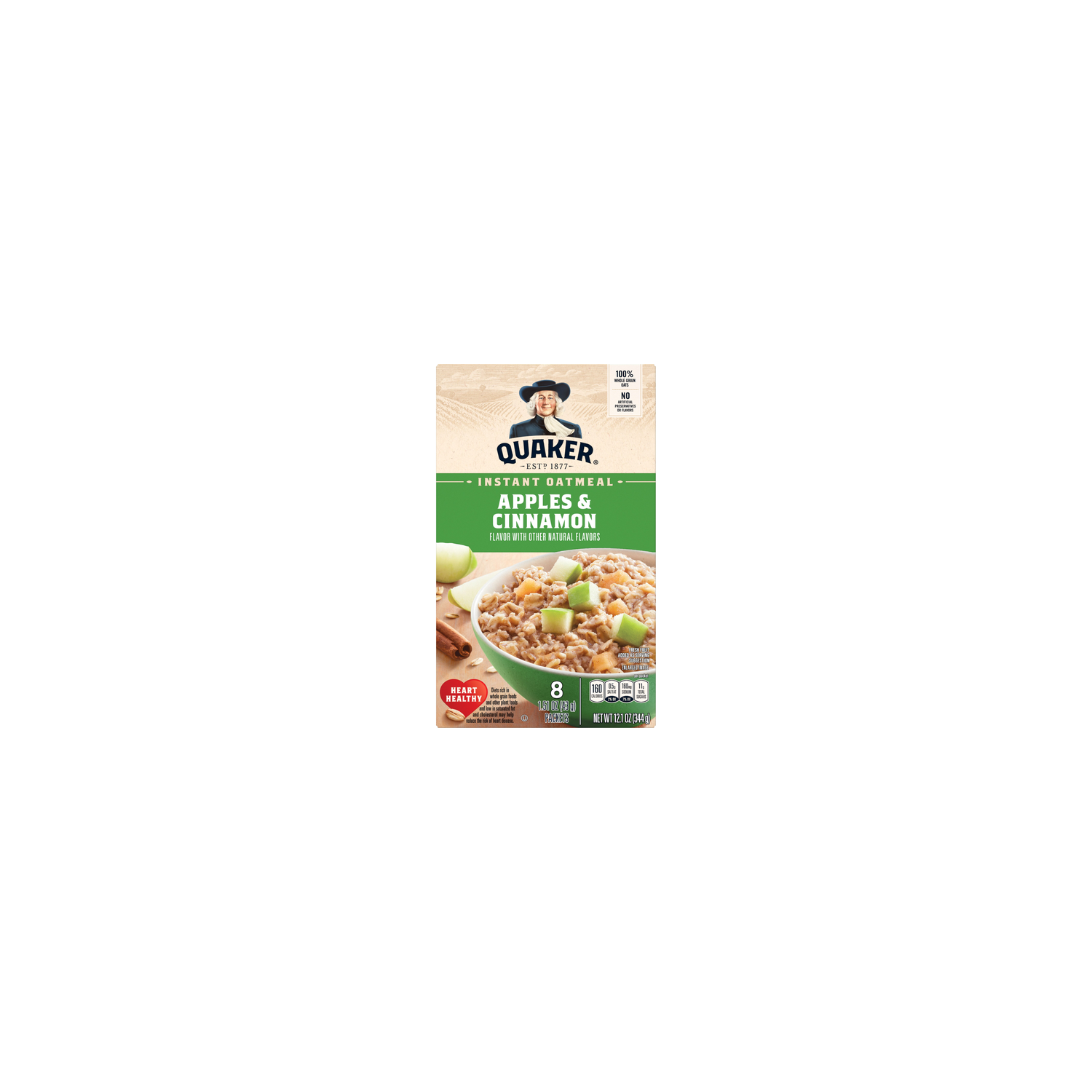 Quaker Instant Oatmeal Apples & Cinnamon - 12.1 Ounce Image 1 of 3
