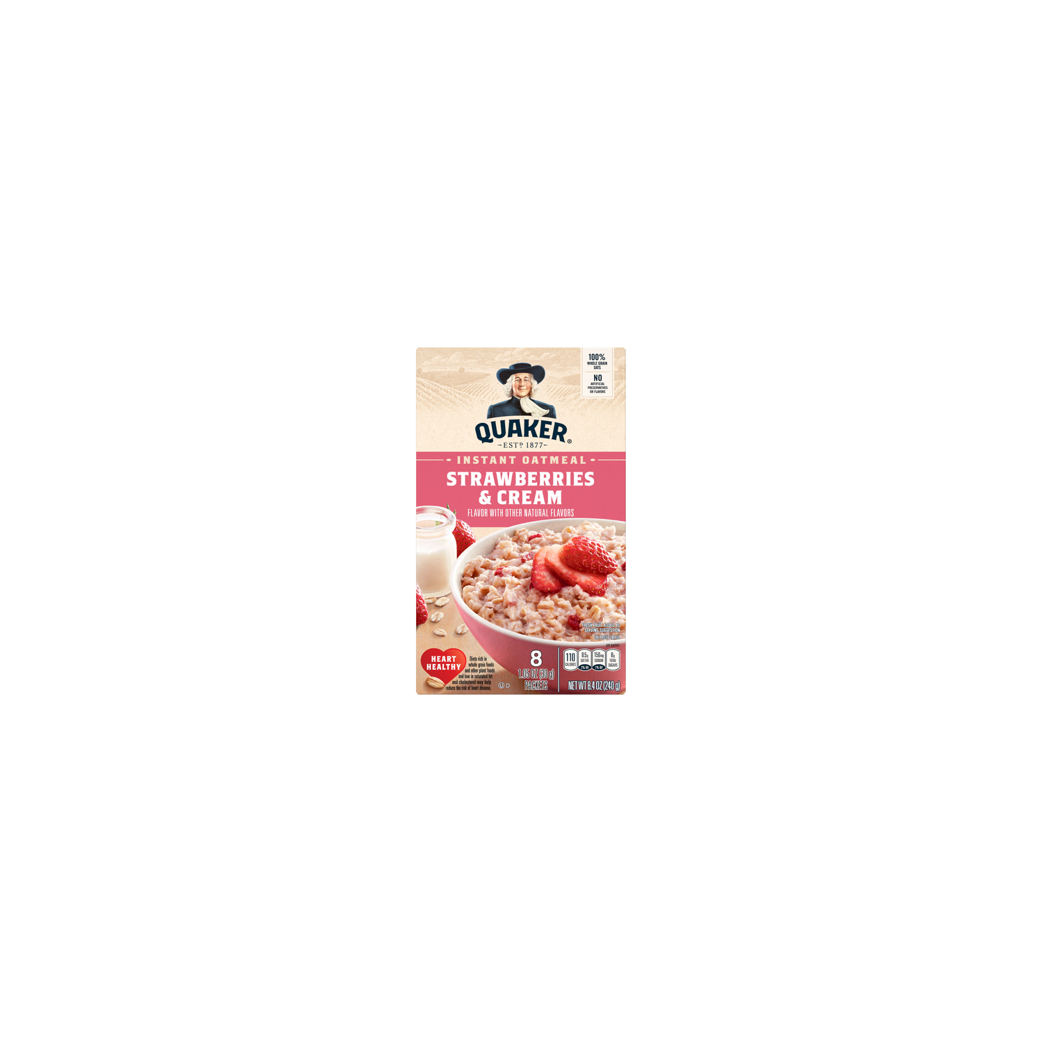Quaker Instant Oatmeal Strawberries & Cream - 8.4 Ounce Image 1 of 3