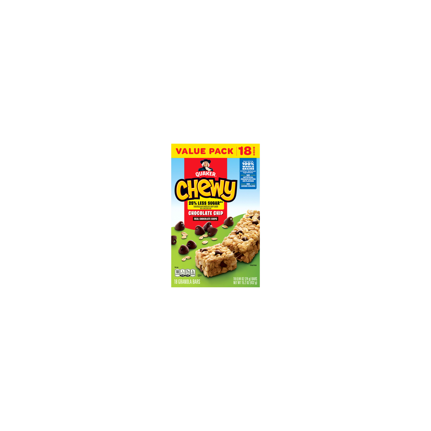 Quaker Chewy Granola Bars Chocolate Chip - 15.2 Ounce Image 1 of 3