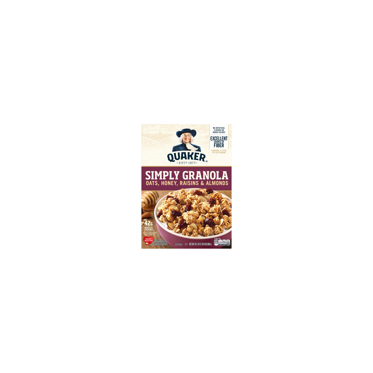 Quaker Simply Granola Oats Honey Raisins & Almonds - 24.1 Ounce Image 1 of 3