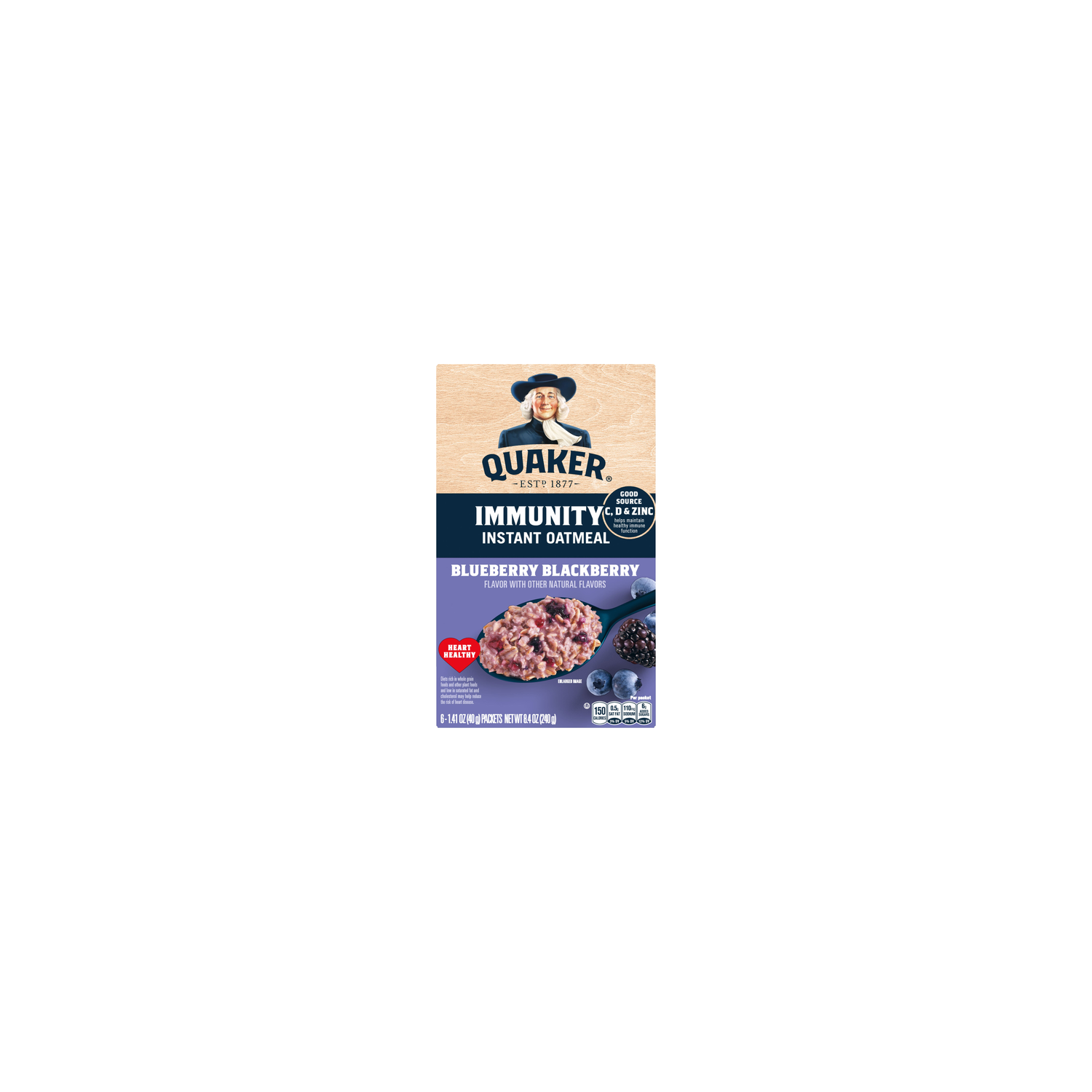Quaker Immunity Instant Oatmeal Blueberry Blackberry - 8.4 Ounce Image 1 of 3