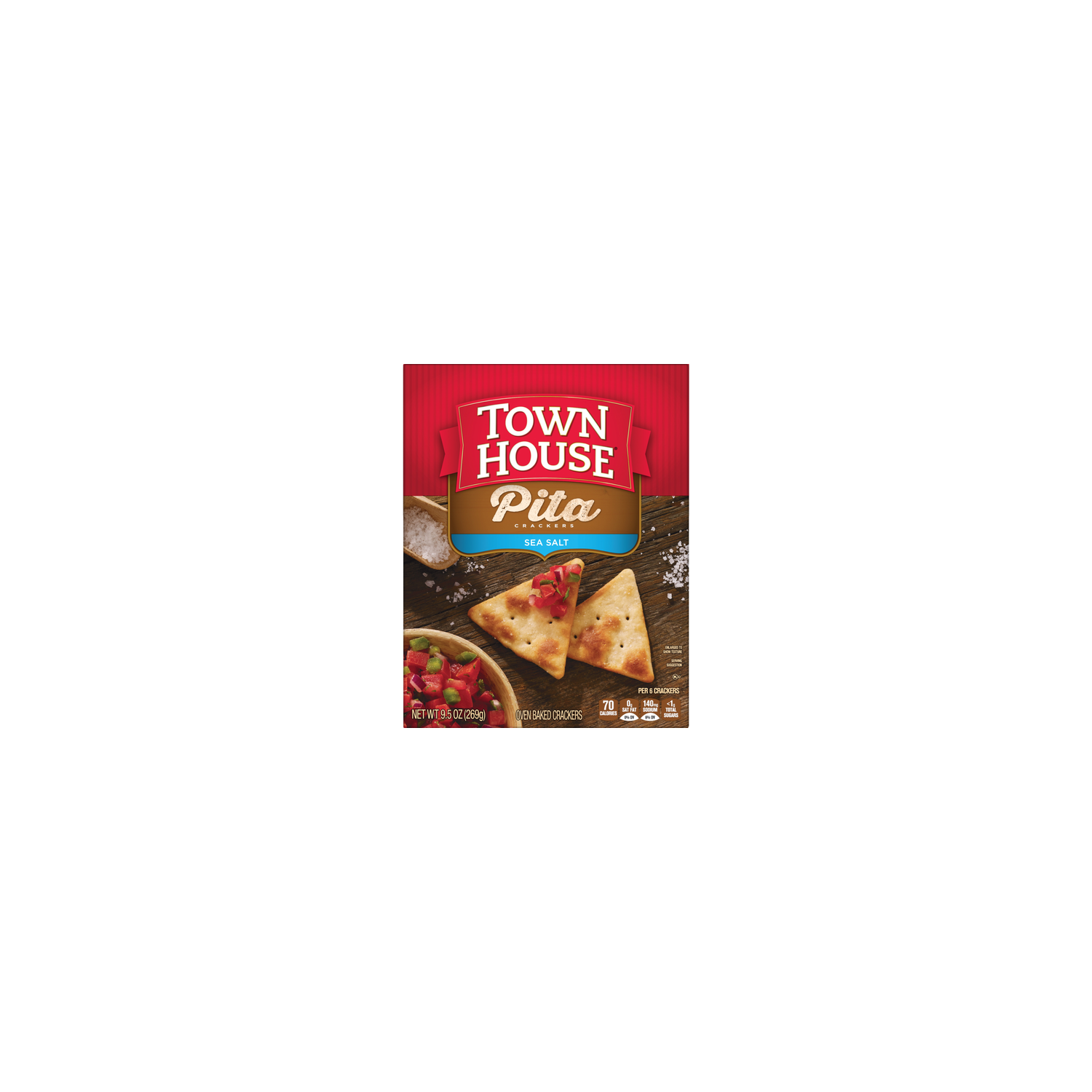 Town House Sea Salt Oven Baked Crackers Pita Snack - 9.5 Ounce