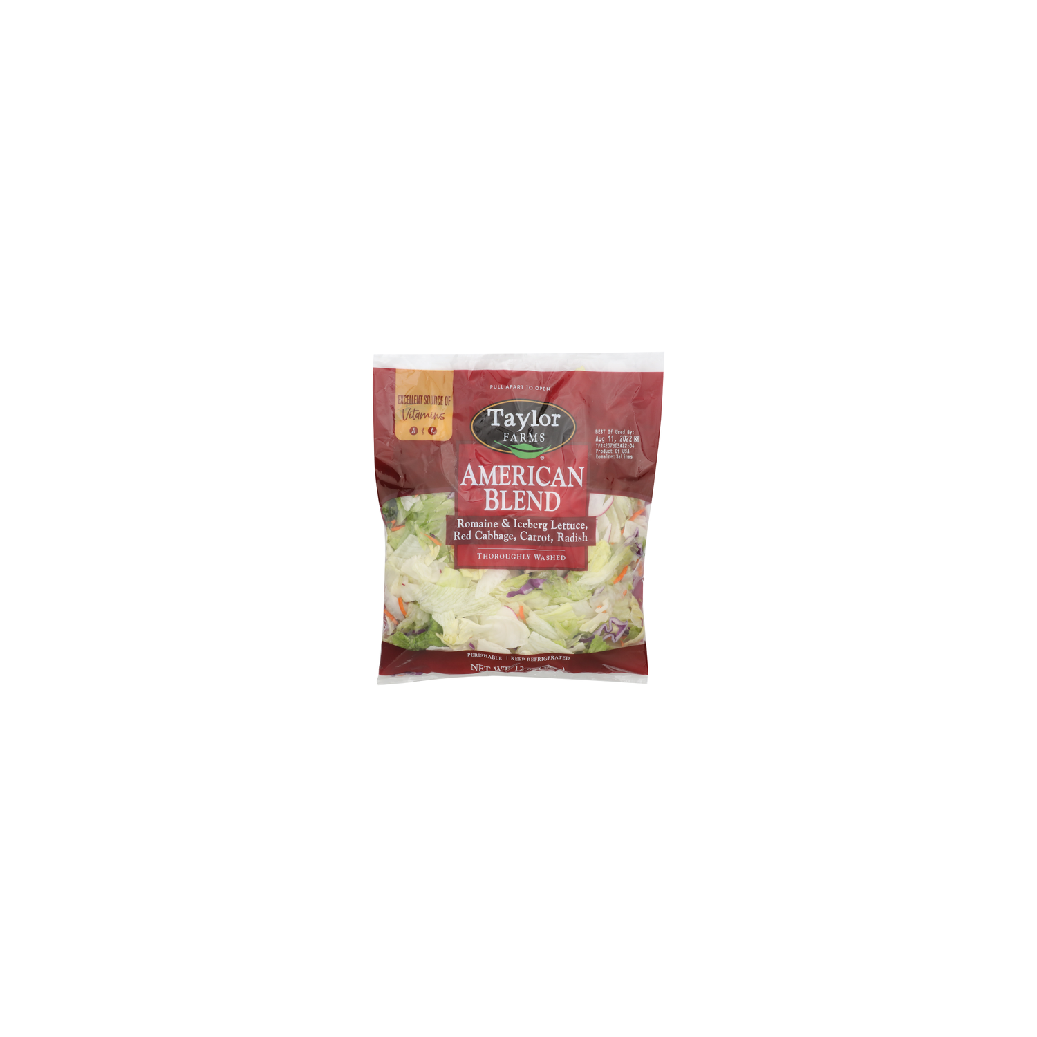 Taylor Farms Romaine & Iceberg Lettuce, Red Cabbage, Carrot, Radish American Blend - 12 Ounce Image 1 of 4