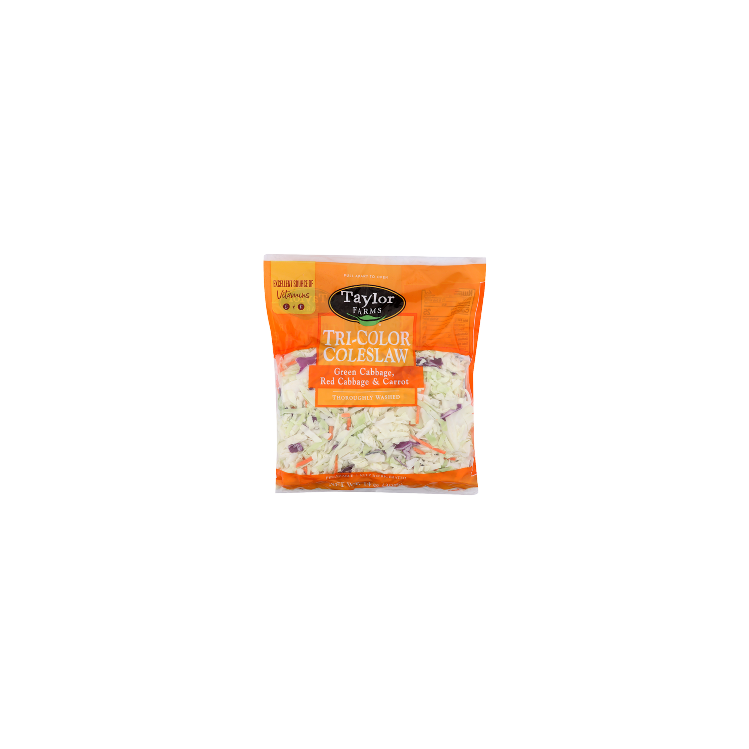 Taylor Farms Tri-Color Green Cabbage, Red Cabbage & Carrot Coleslaw - 14 Ounce Image 1 of 4