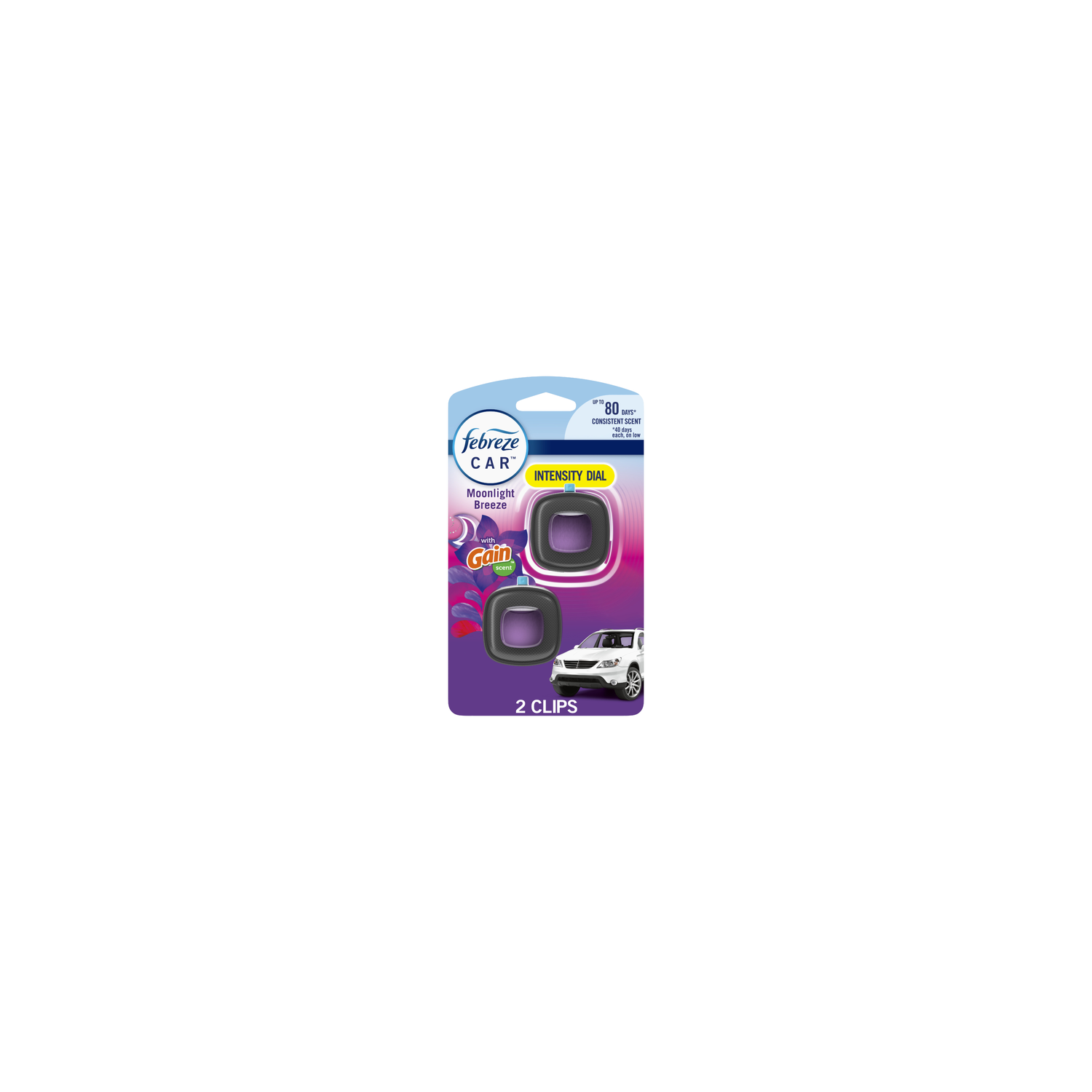 Febreze Car Air Freshener, Odor-Fighting Automotive Vent Clip, Gain Moonlight Breeze Scent - 0.13 Ounce Image 1 of 2
