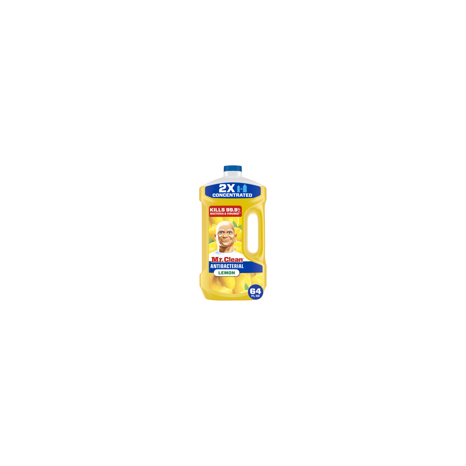 Mr. Clean Antibacterial All Purpose Cleaner, Floor Cleaner For Mopping, Cleaning Liquid, Lemon - 64 Ounce