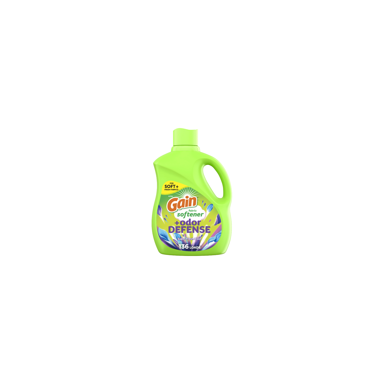 Gain Odor Defense Liquid Fabric Softener, Super Fresh Blast Scent, , 136 Loads, 2 In 1 Freshness Plus Protection - 100 Ounce