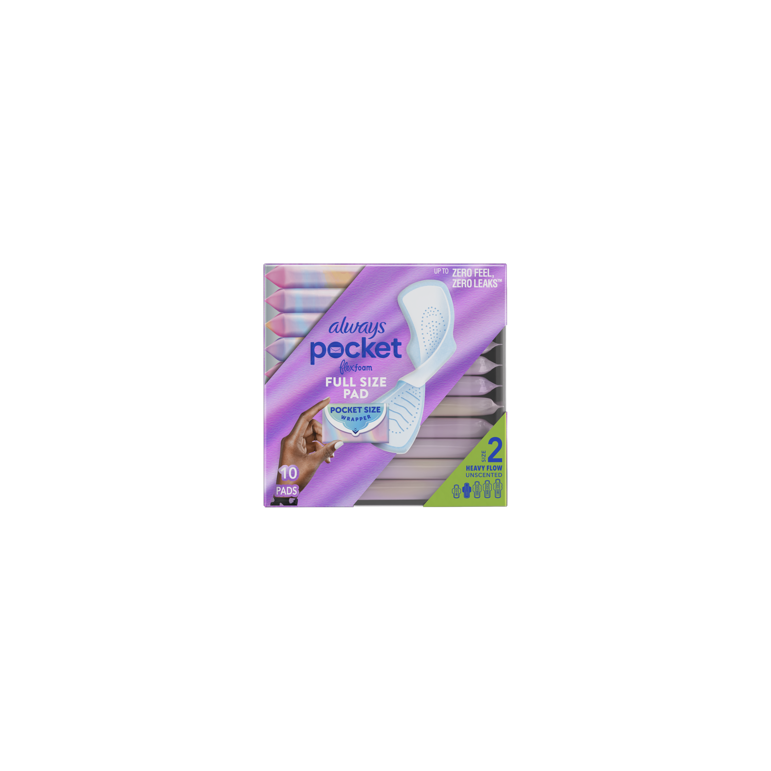 Always Pocket Flexfoam Pads, Size 2, Heavy, Wings, Unscented - 10 Count Image 1 of 2