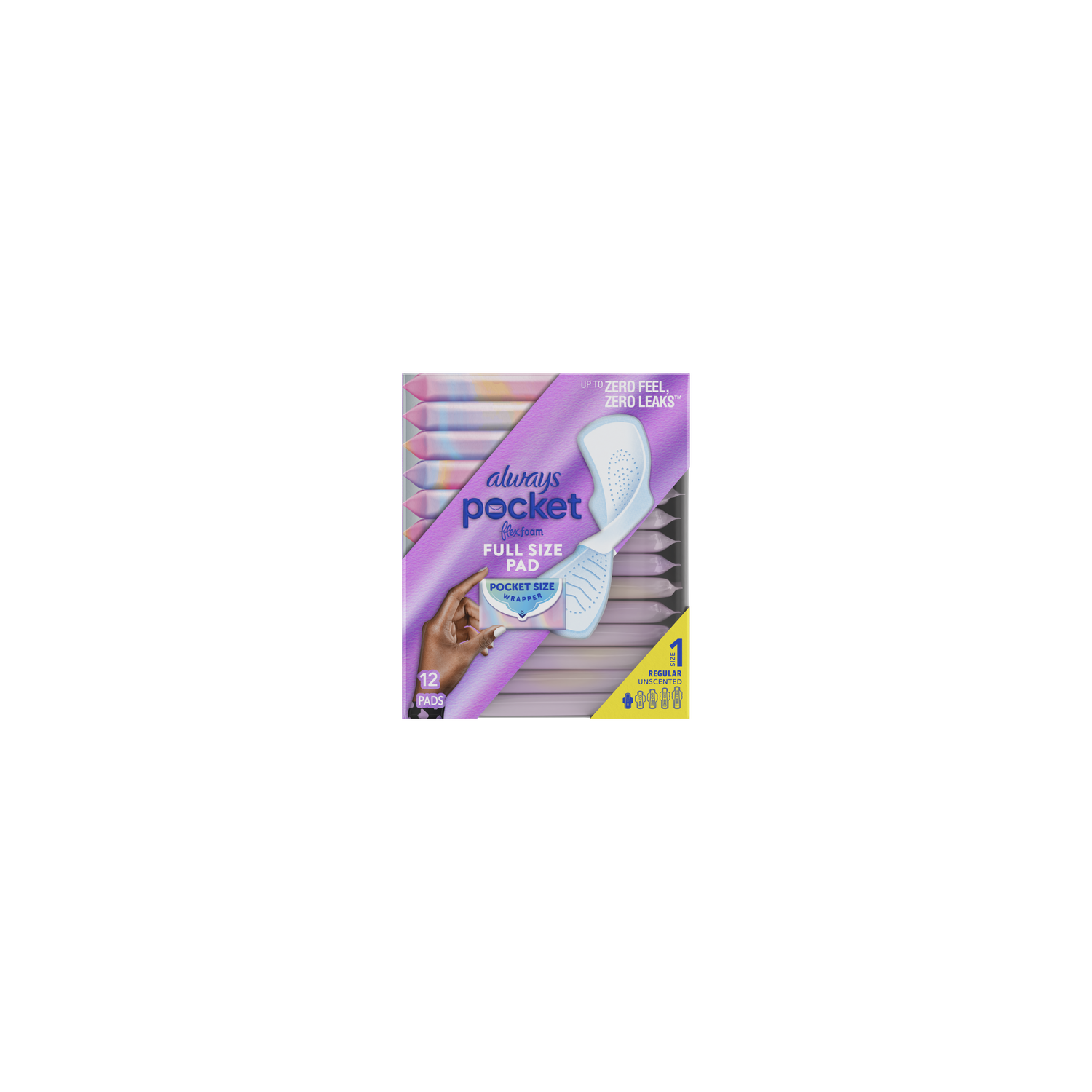 Always Pocket Flexfoam Pads, Size 1, Regular, Wings, Unscented - 12 Count Image 1 of 2