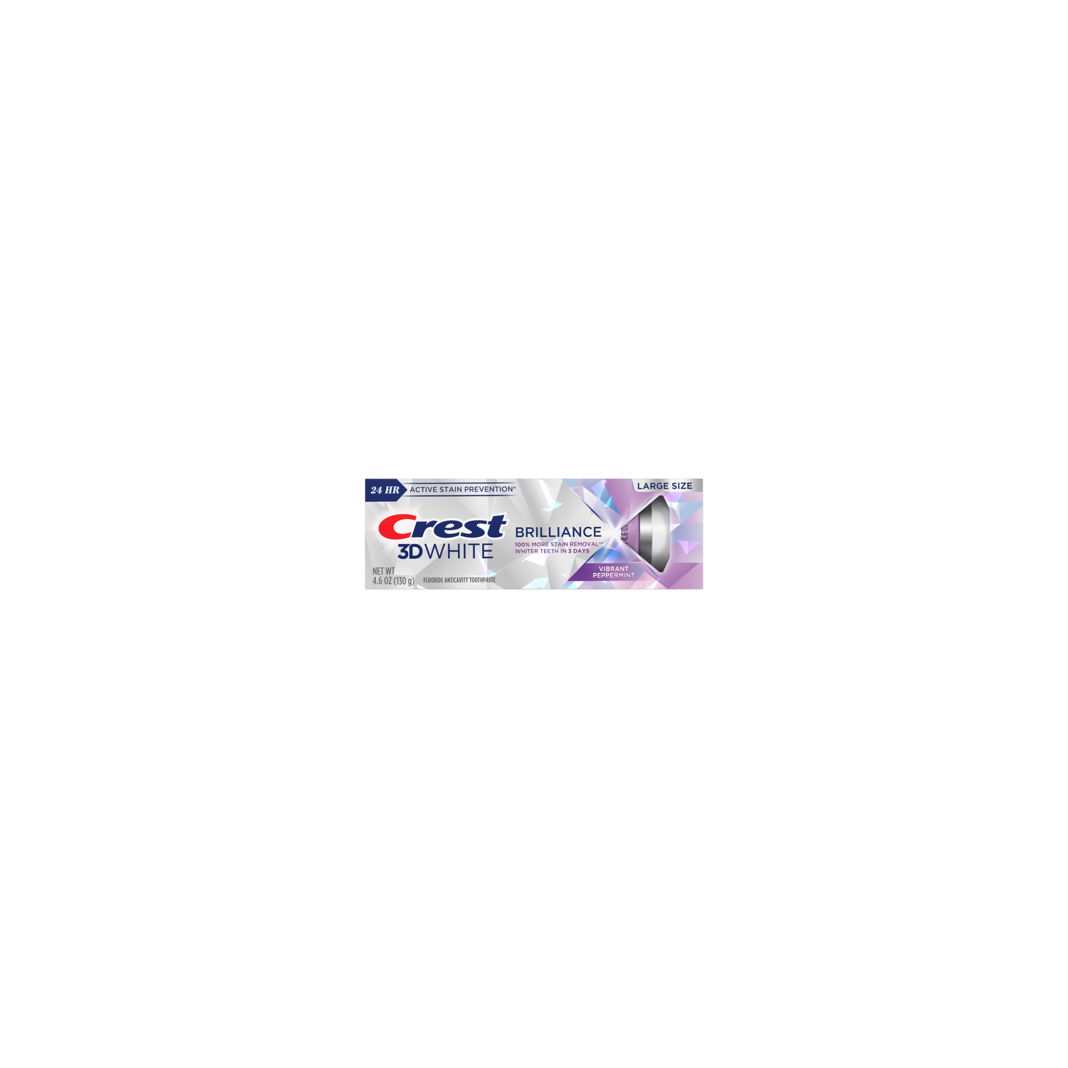 Crest 3D White Brilliance Vibrant Peppermint Teeth Whitening Toothpaste, , Anticavity Fluoride 100% More Surface Stain Removal, Active Prevention - 4.6 Ounce