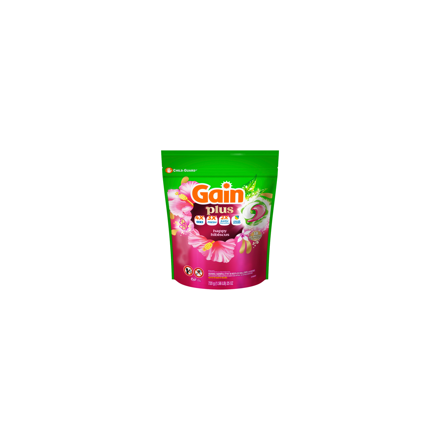 Gain Super Sized Flings Laundry Detergent Pacs, , Hibiscus Hula - 18 Count