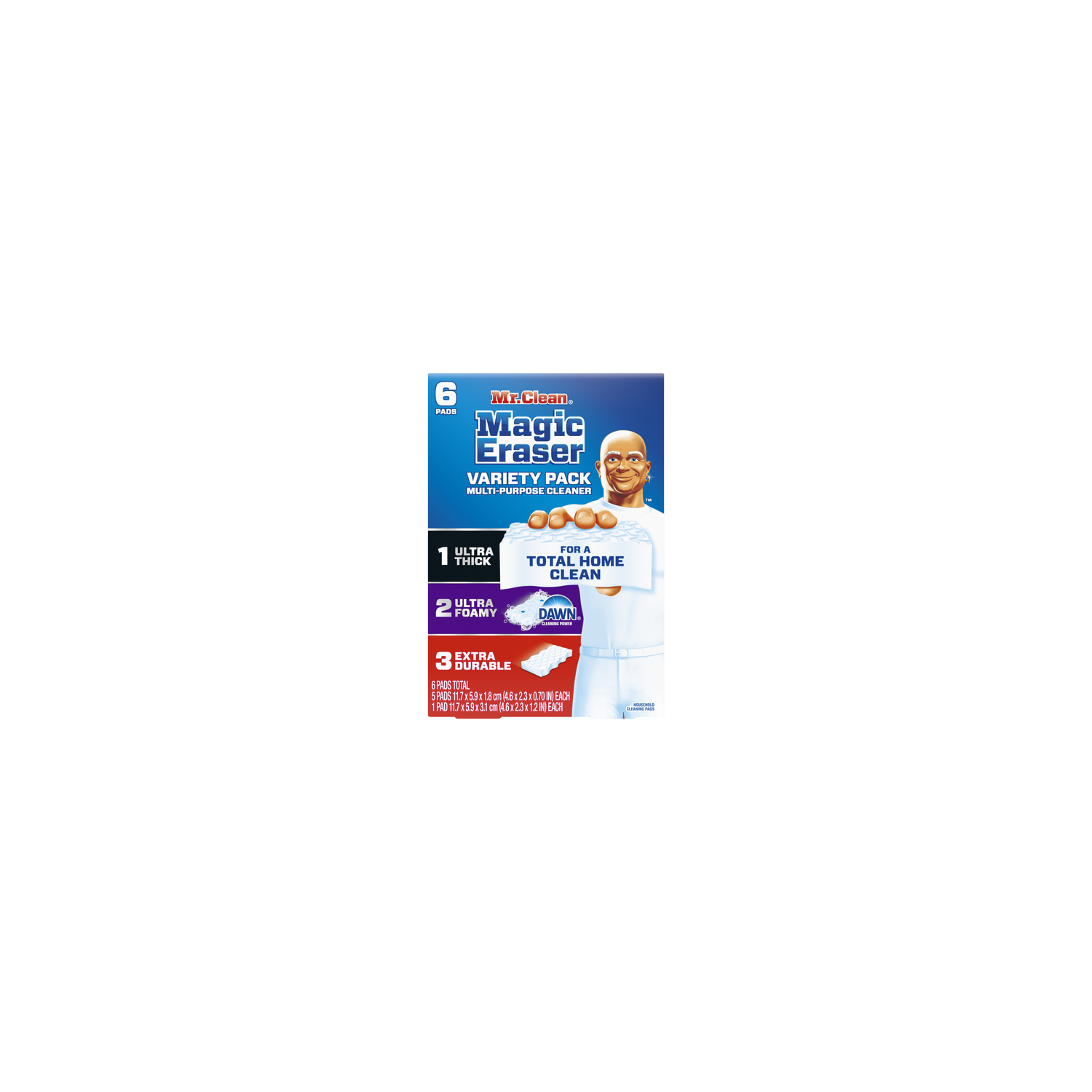 Mr. Clean Magic Eraser Sponge, All Purpose Cleaner, Cleaning Scrubber, Variety Pack - 6 Count