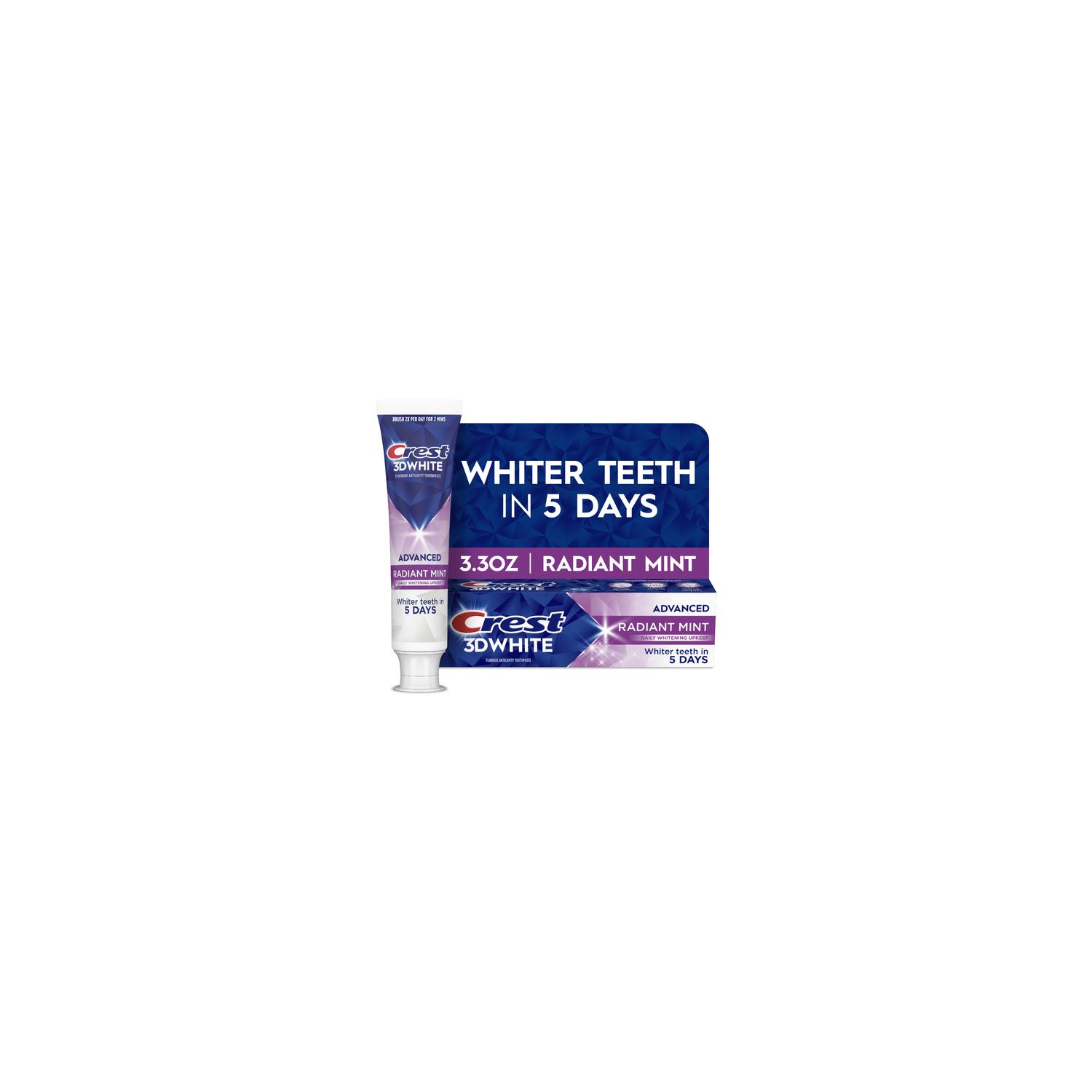 Crest 3DWhite Advanced Teeth Whitening Toothpaste, Radiant Mint - 3.3 Ounce Image 1 of 2