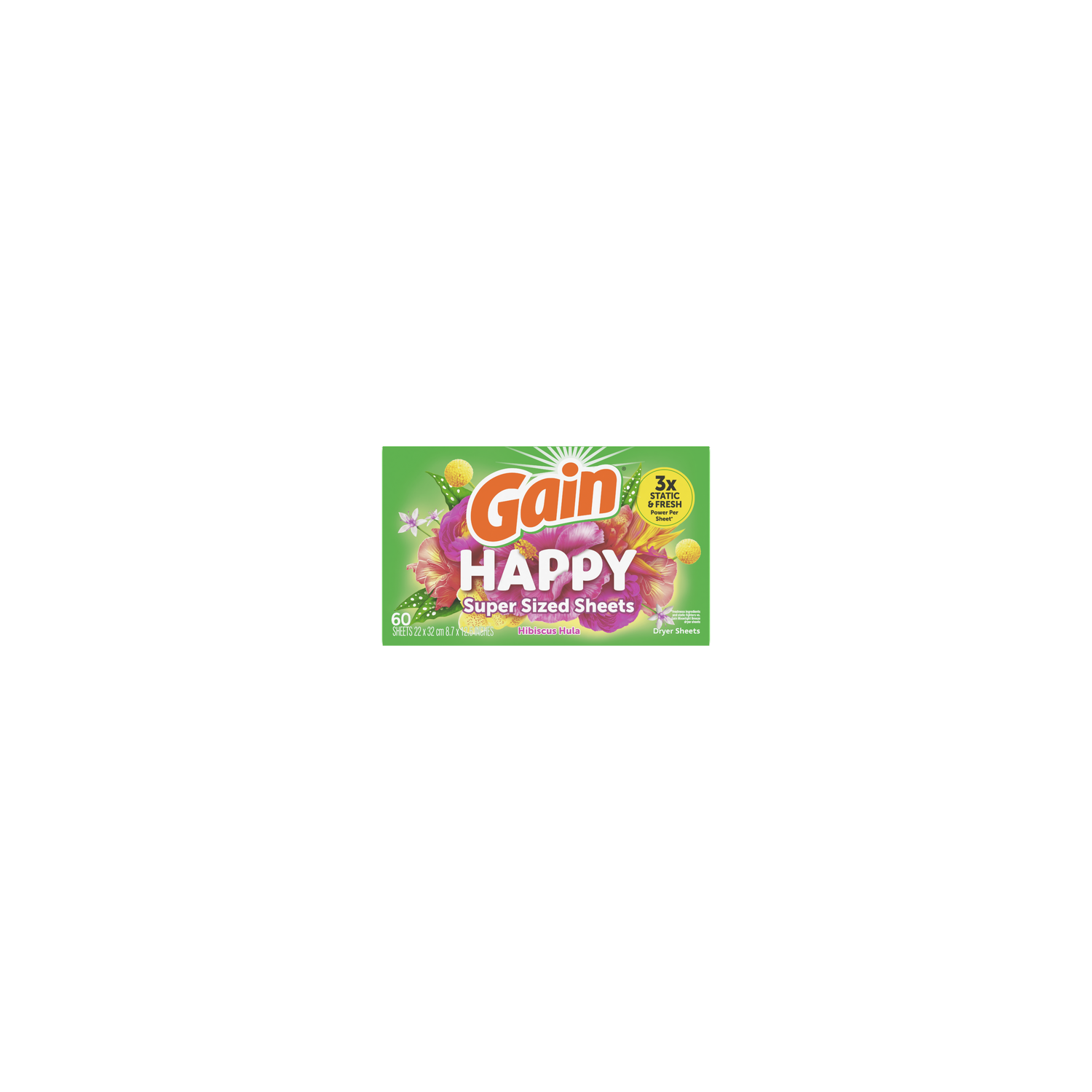 Gain Super Sized Dryer Sheets, Happy - 60 Count Image 1 of 2