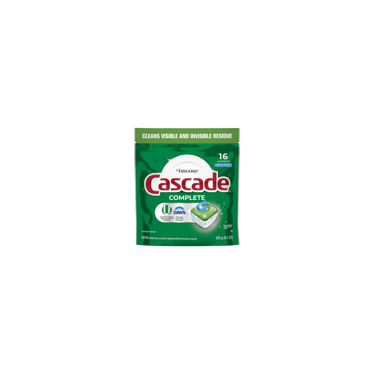 Cascade Complete Dishwasher Pods, Detergent, Dish Detergent Soap, Fresh - 16 Count Image 1 of 2