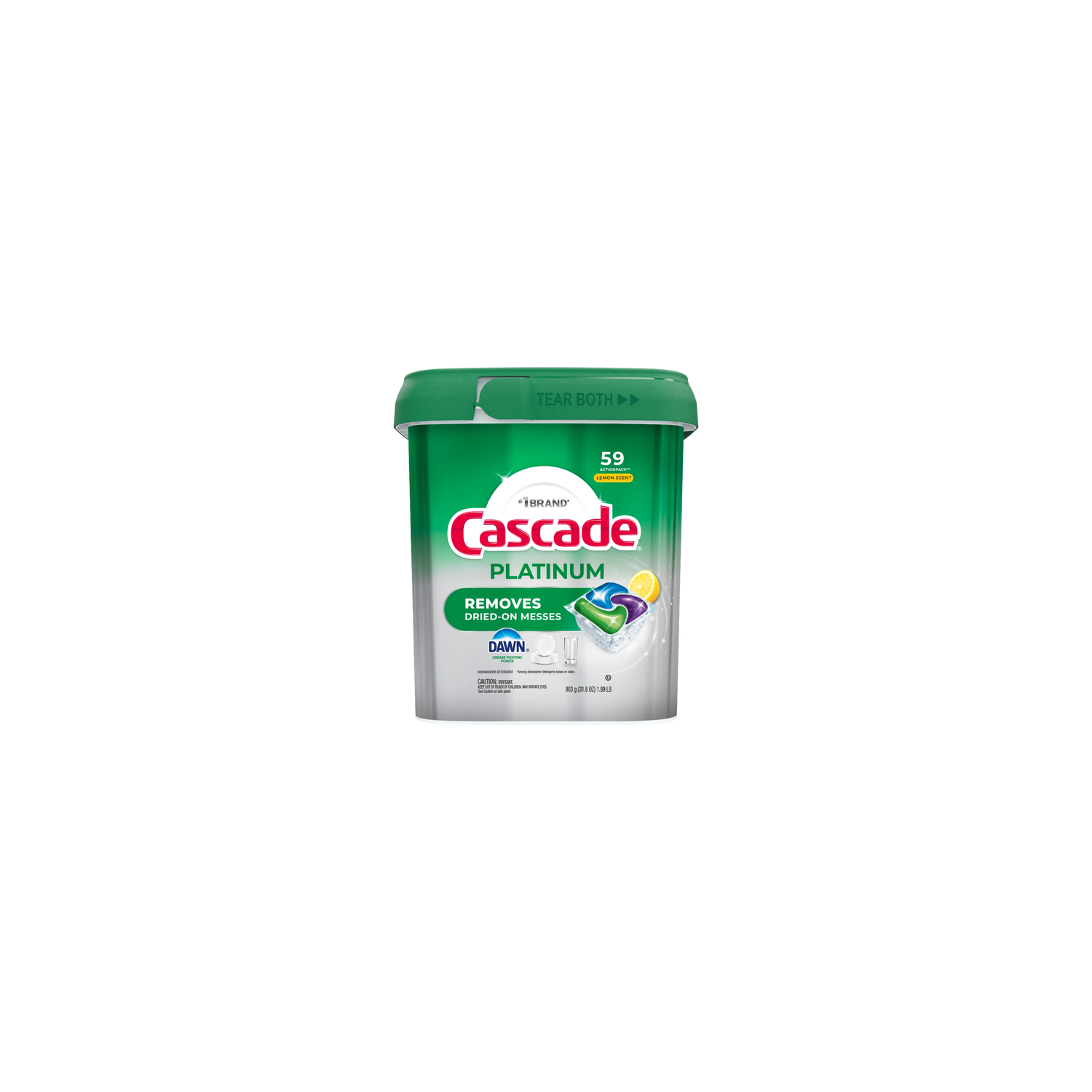 Cascade Platinum Dishwasher Pods, Lemon - 59 Count Image 1 of 2