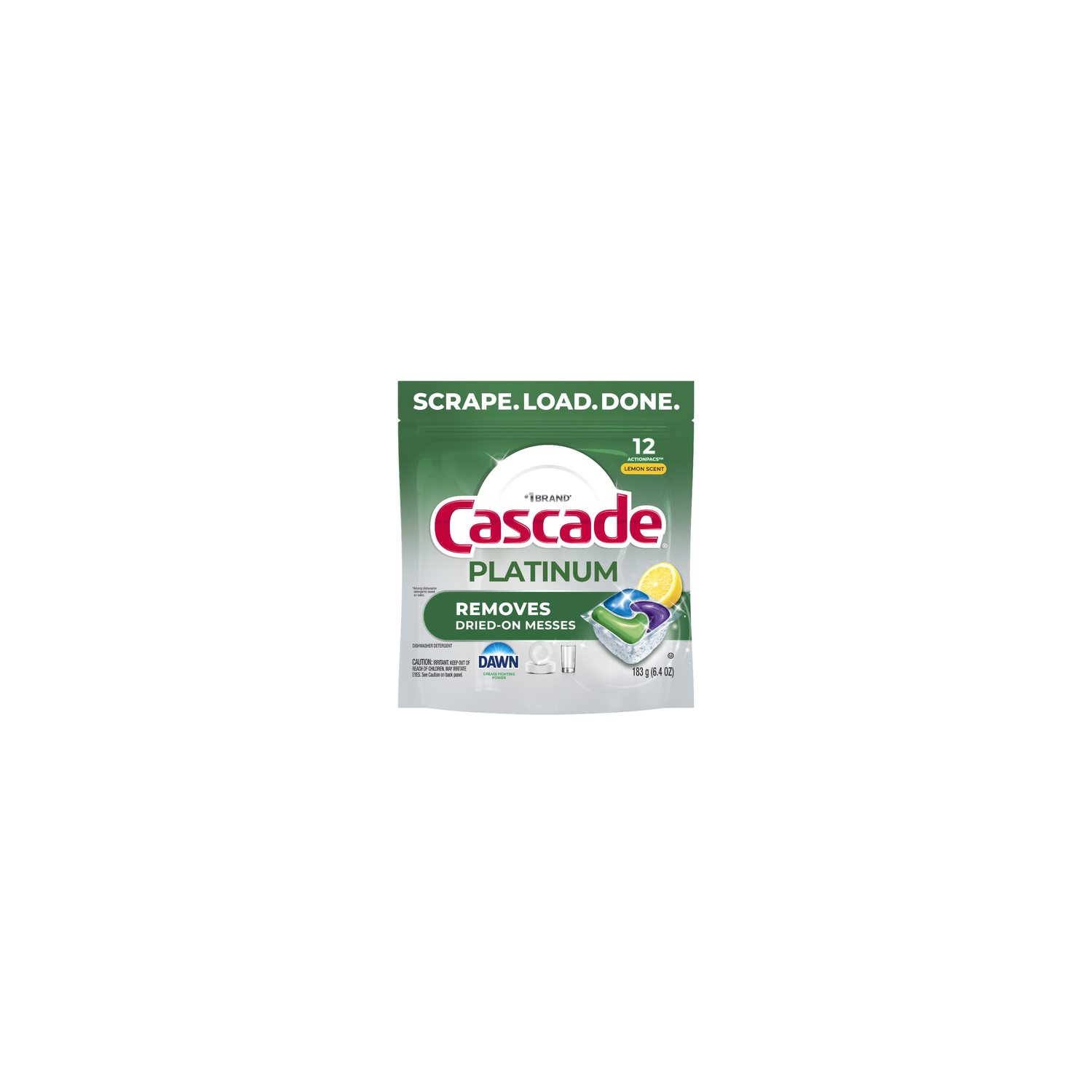Cascade Platinum Dishwasher Pods, Detergent, Lemon - 12 Count