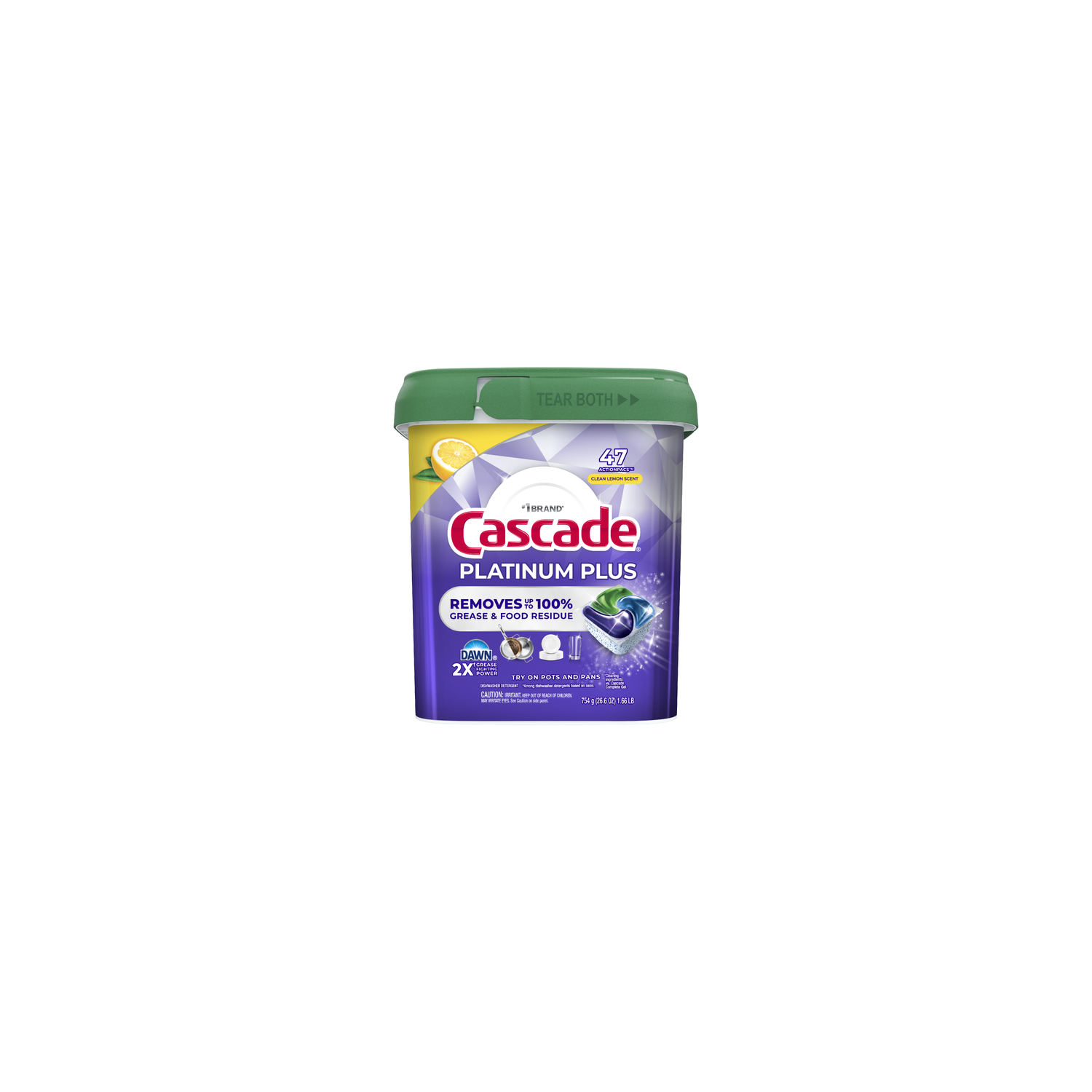 Cascade Platinum Plus Dishwasher Pods, Detergent, Dish Detergent Soap, Lemon - 47 Count