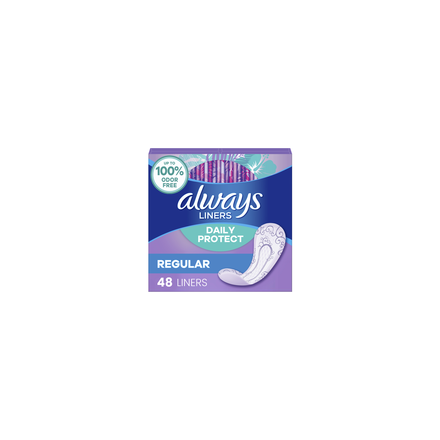 Always Daily Protect Liners, Regular Length, Unscented - 48 Count