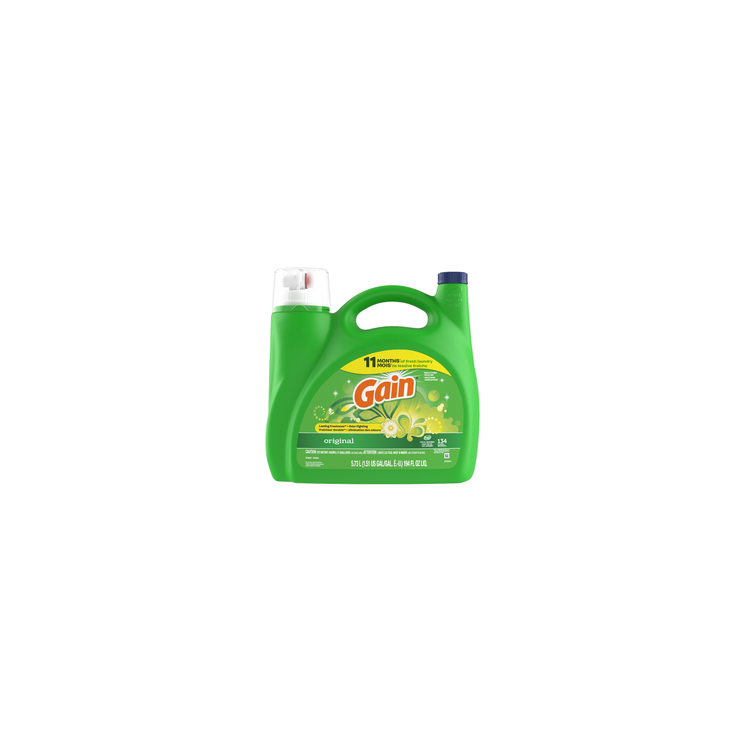 Gain Liquid Laundry Detergent, Original Scent, , 134 Loads, Freshness + Odor Fighting, Detergent Soap, He Compatible - 194 Ounce