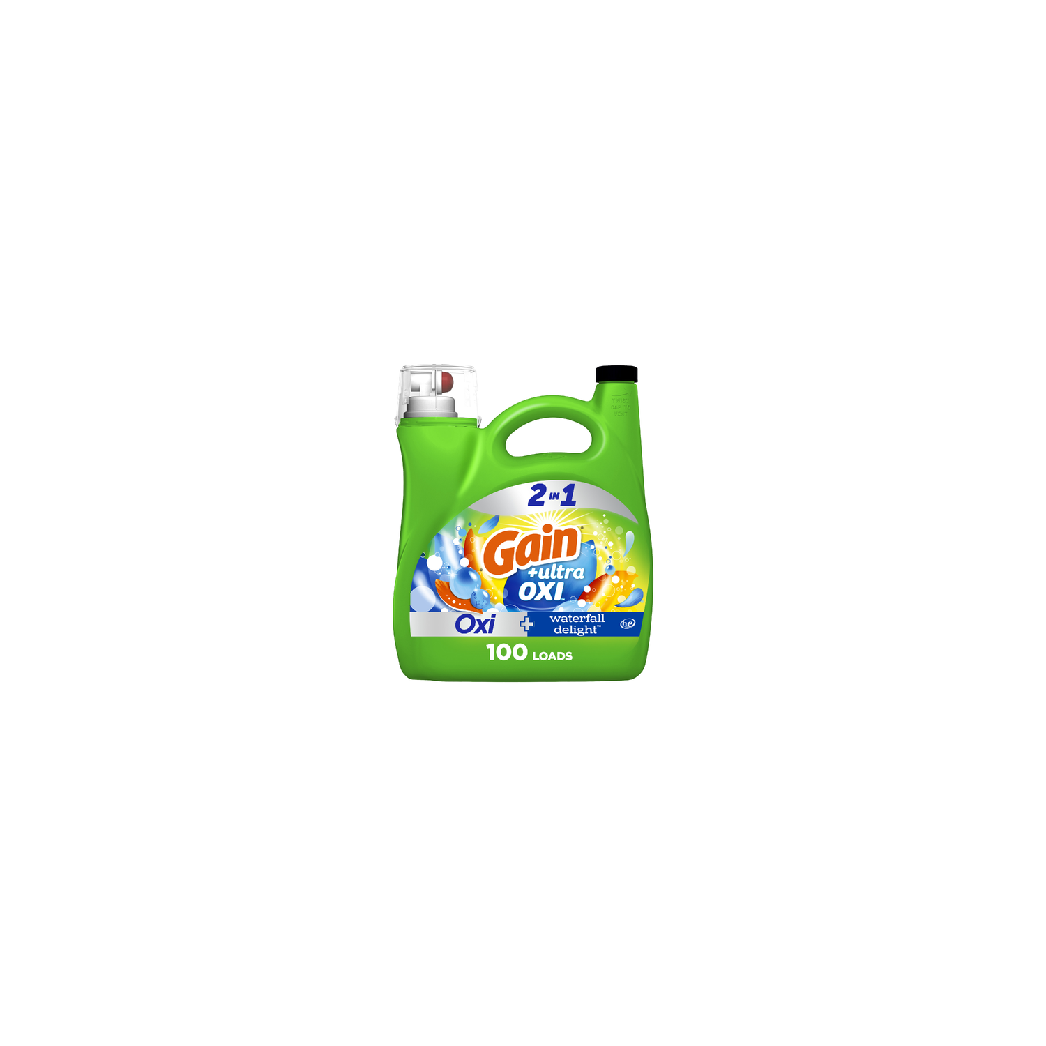 Gain Ultra Oxi Liquid Laundry Detergent, Waterfall Delight Scent, , 100 Loads, Detergent Soap, He Compatible - 144 Ounce Image 1 of 2