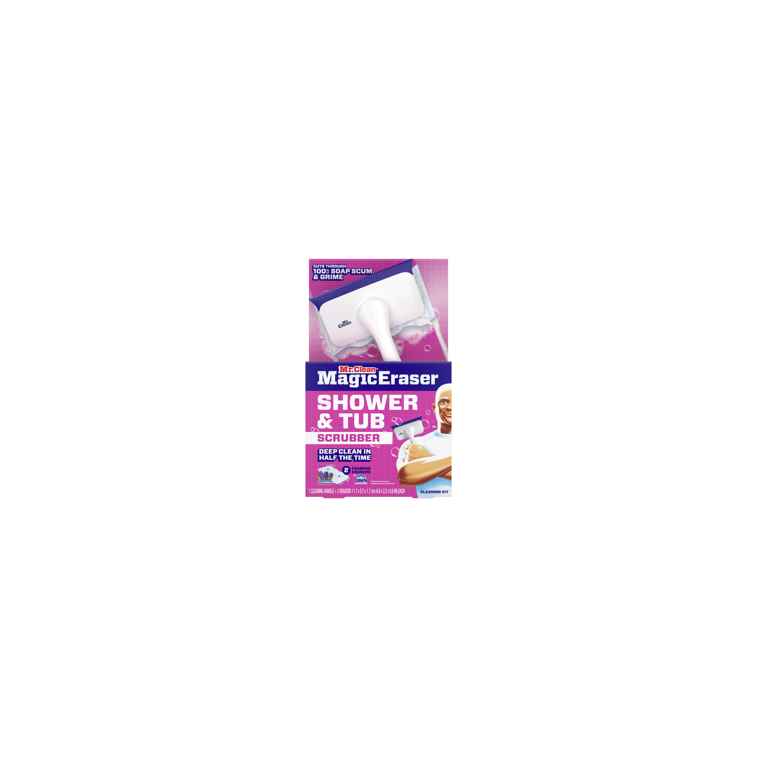 Mr Clean Mr. Shower & Tub Scrubber, Starter Kit, 1 Scrubber & 2 Erasers - 1 Kit Image 1 of 2