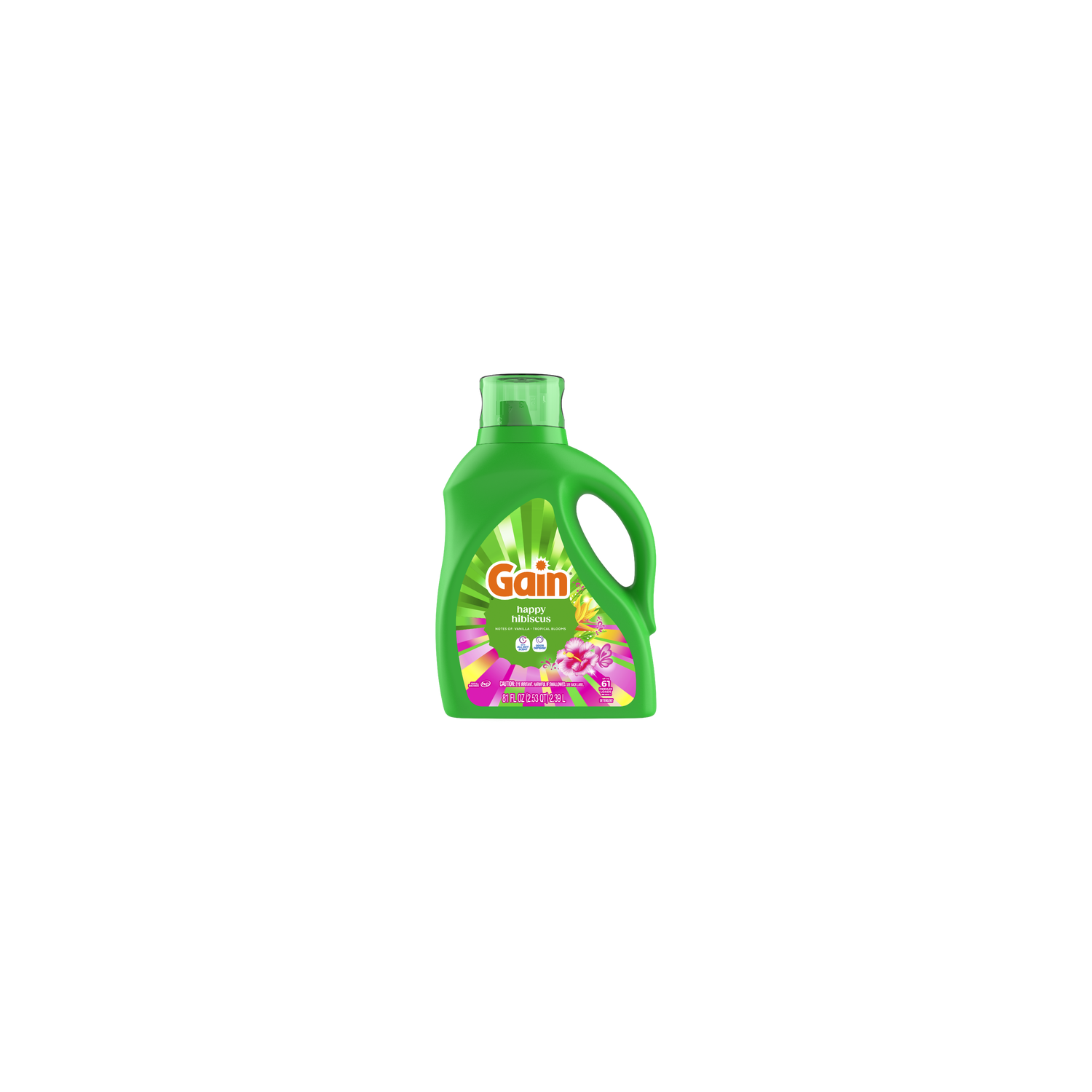 Gain Laundry Detergent, Happy Hibiscus Scent, , 61 Loads - 81 Ounce Image 1 of 2
