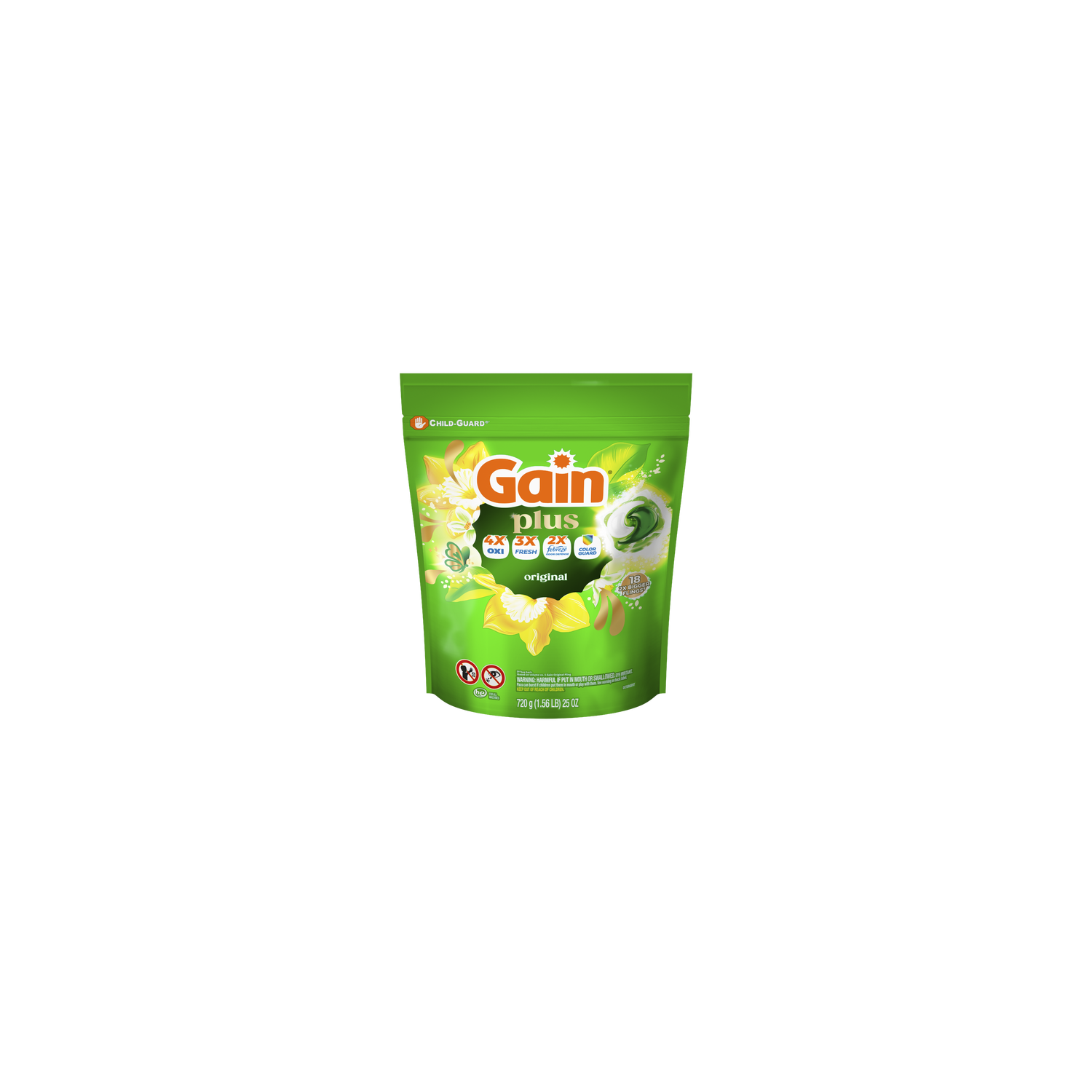 Gain Plus Flings Liquid Washing Detergent Pacs, Original Scent - 18 Count Image 1 of 2