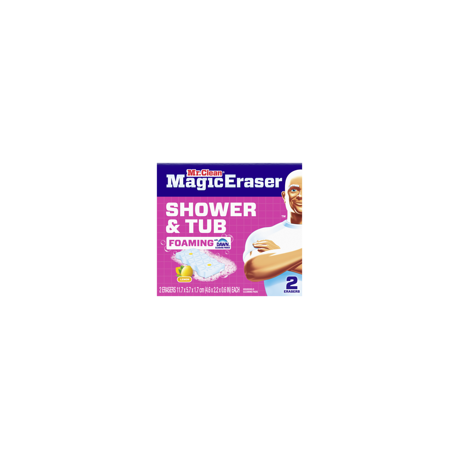 Mr Clean Mr. Magic Eraser Sponge, Shower & Tub Cleaner, Lemon - 2 Count Image 1 of 2