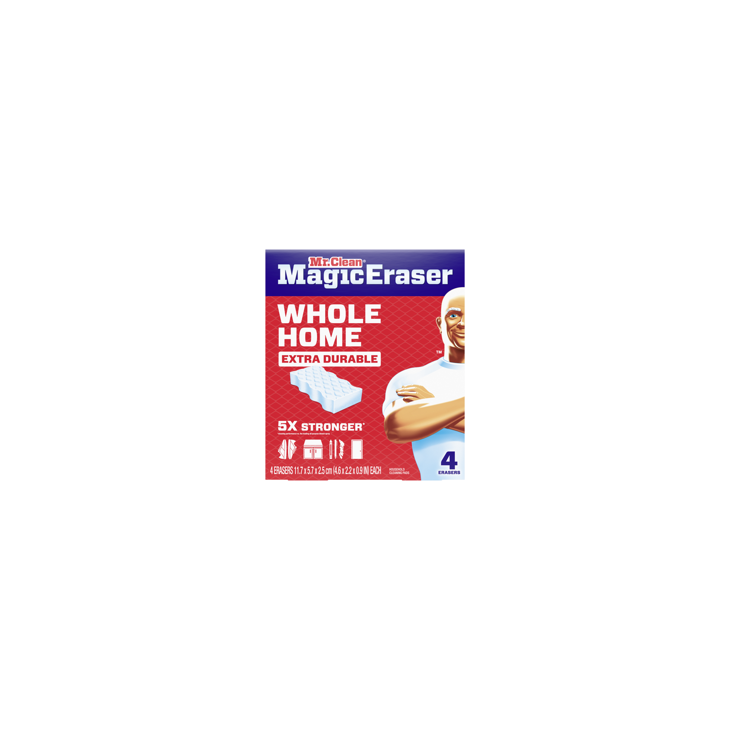 Mr Clean Mr. Magic Eraser Sponge, Cleaner, Whole Home Extra Durable - 4 Count Image 1 of 2