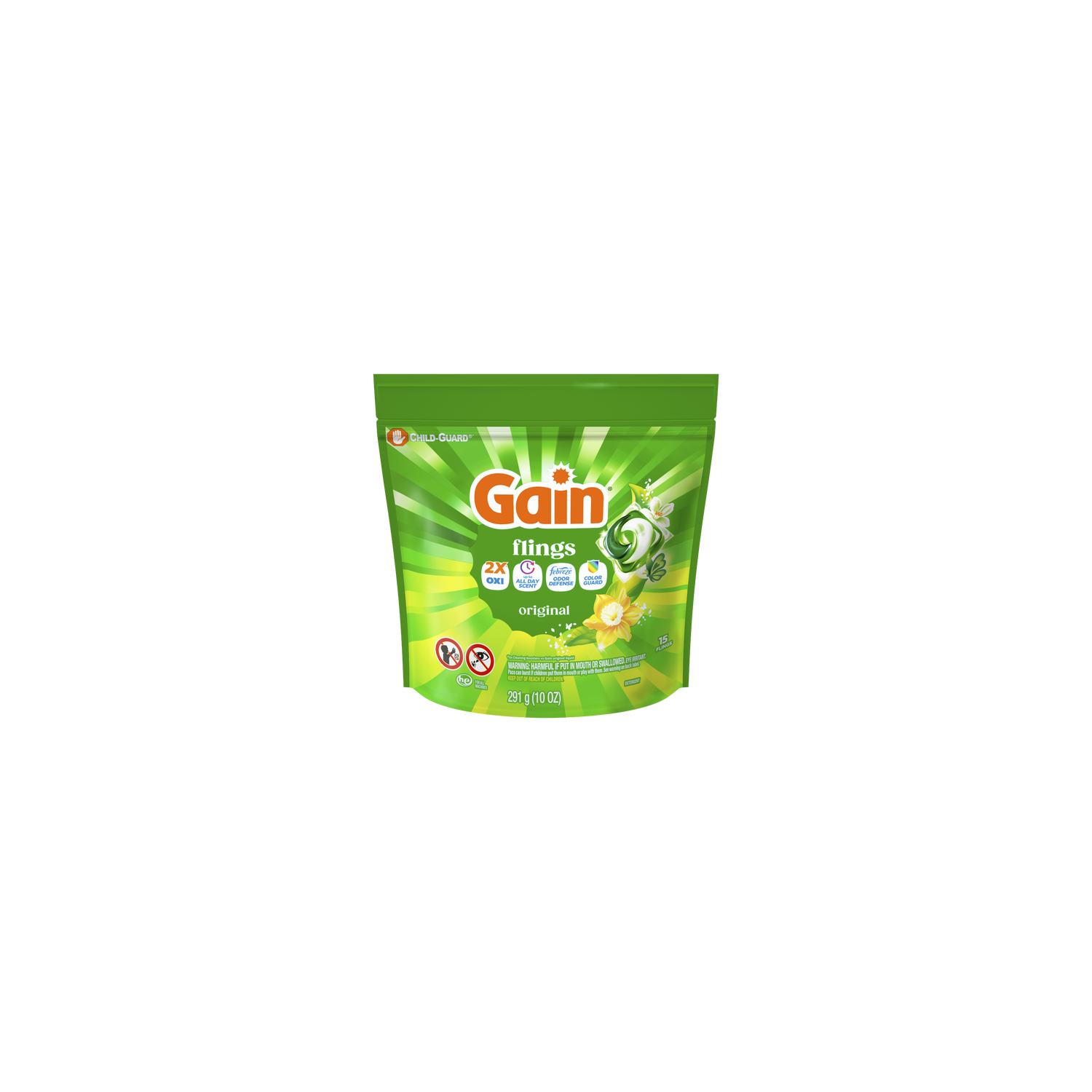 Gain Original Scent Flings Liquid Washing Detergent Pacs - 15 Count Image 1 of 2