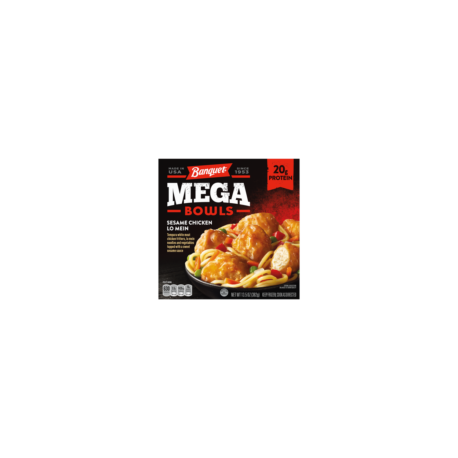 Banquet Mega Bowls Sesame Chicken Lo Mein, Frozen Meal - 13.5 Ounce Image 1 of 2