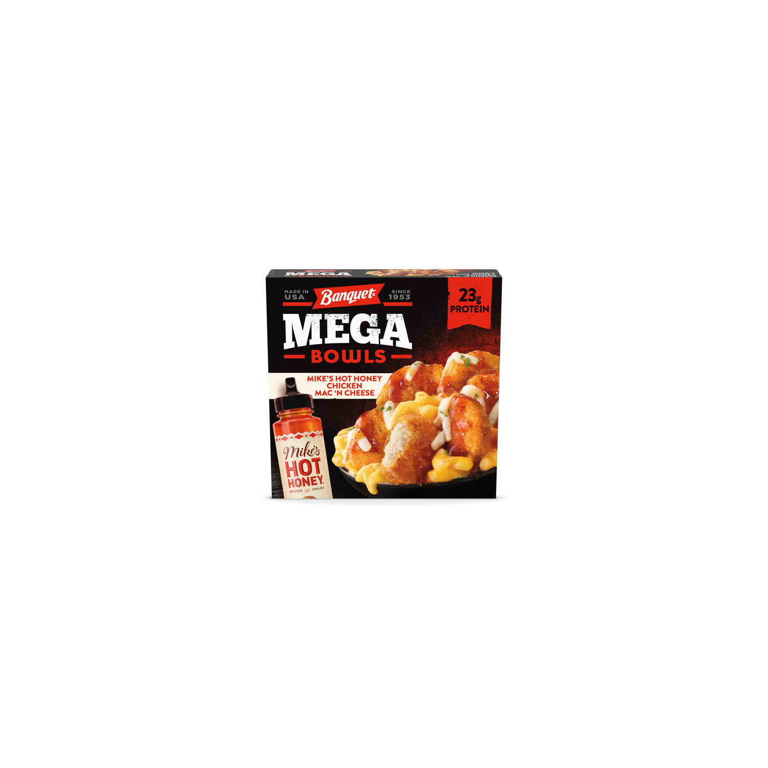Banquet Mega Bowls Mike's Hot Honey Chicken Mac 'n Cheese, Frozen Meal - 13.85 Ounce Image 1 of 4