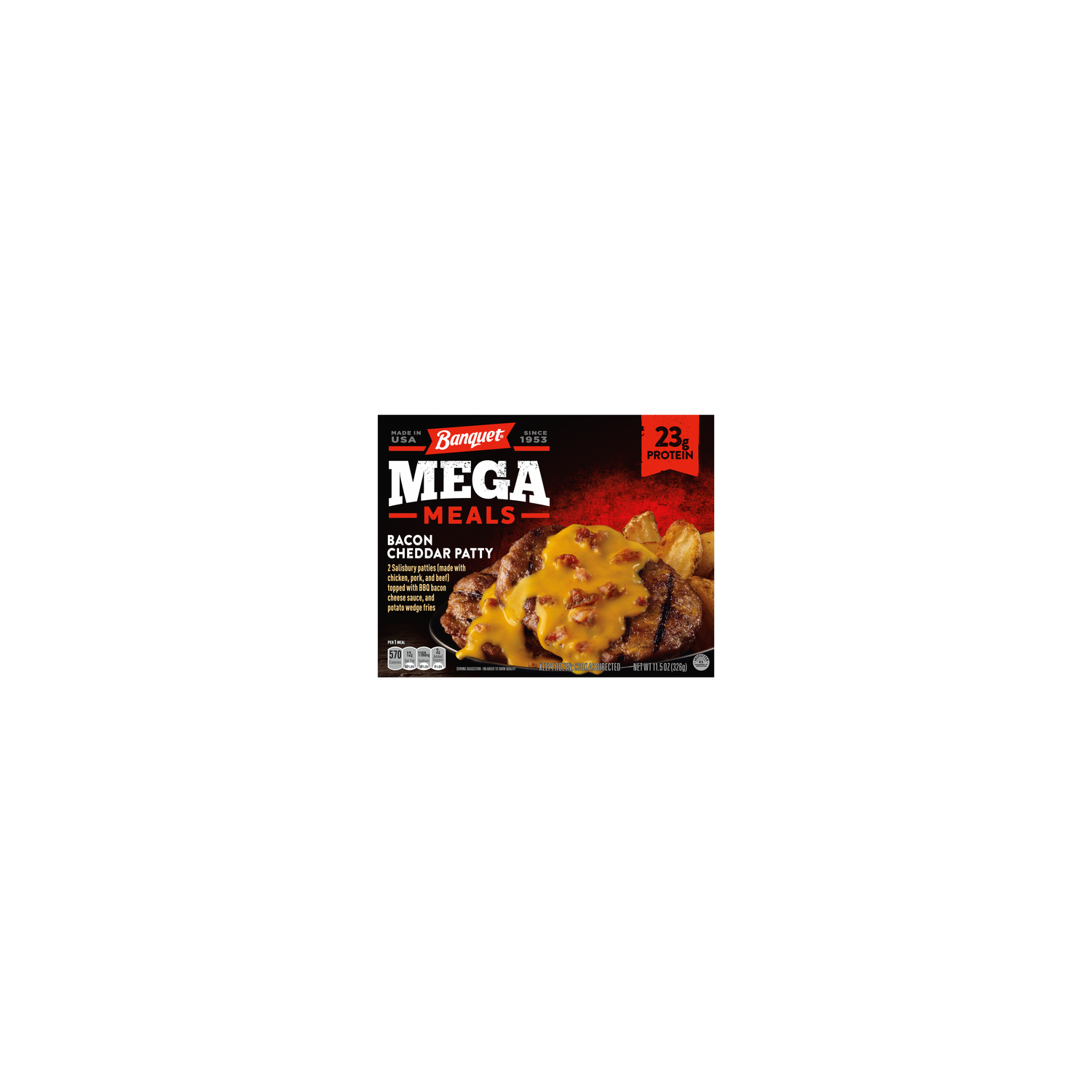 Banquet Mega Meals Bacon Cheddar Patty, Frozen Meal - 11.5 Ounce Image 1 of 2