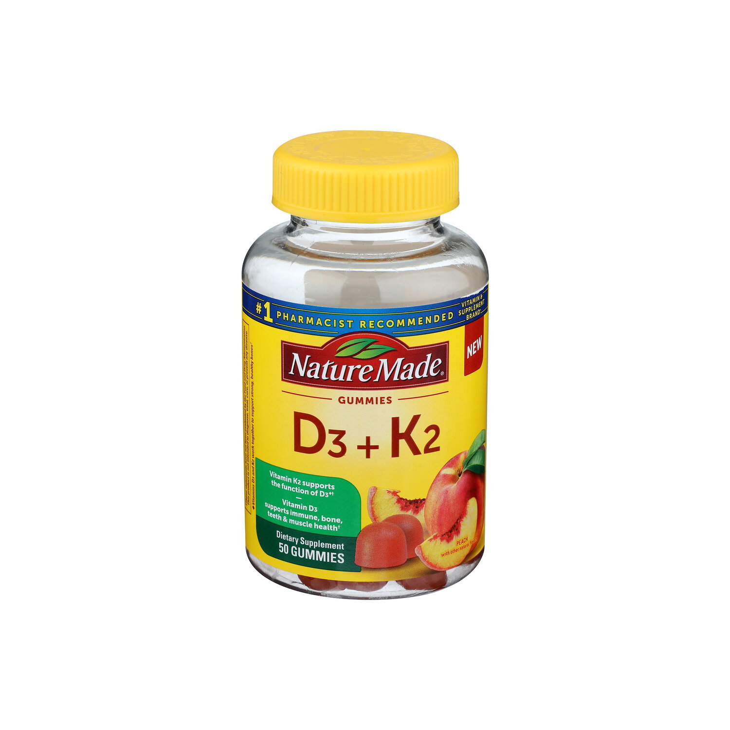 Nature Made Vitamin D3 + K2, Gummies, Peach - 50 Count Image 1 of 2