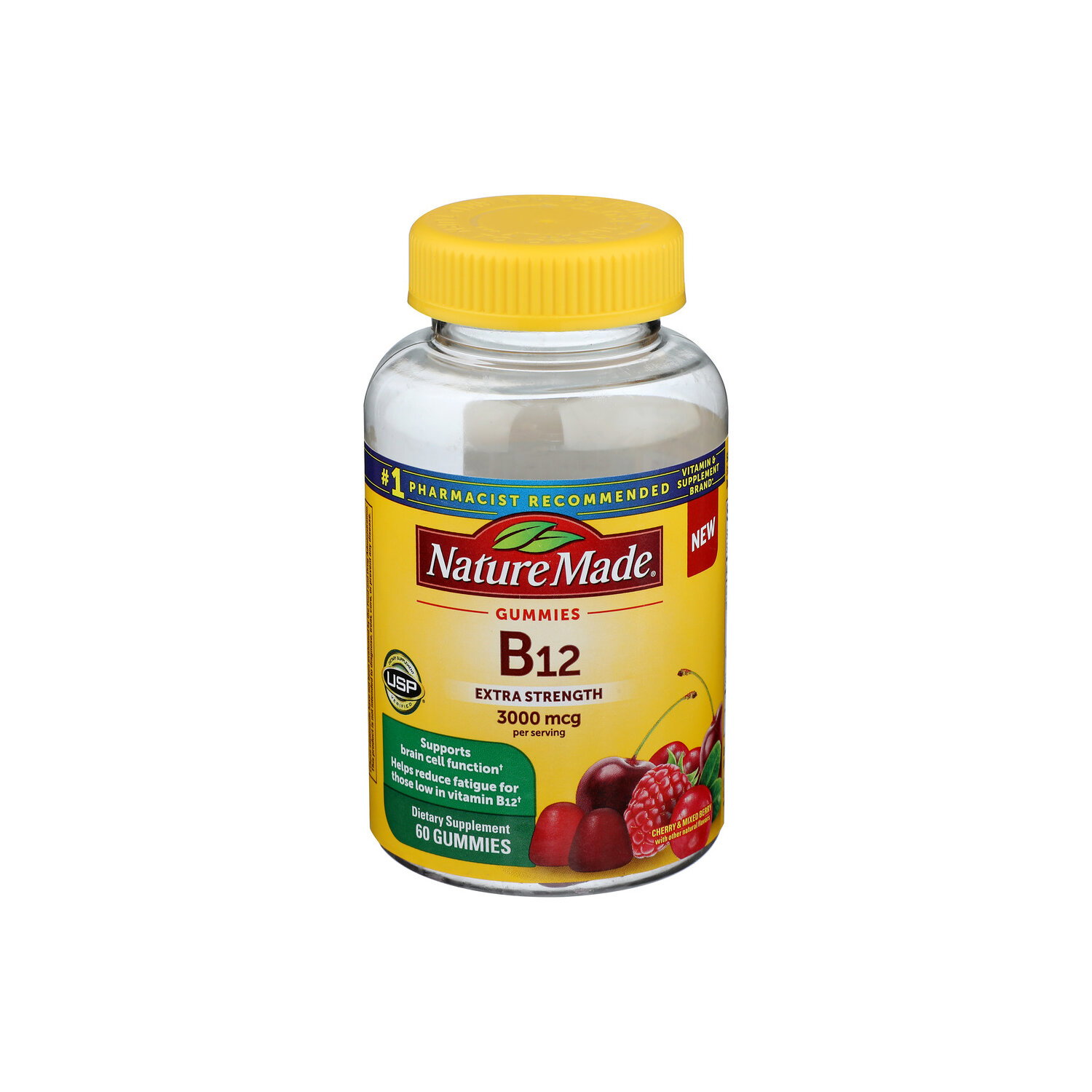 Nature Made Vitamin B12, Cherry & Mixed Berry, Extra Strength, 3000 Mcg, Gummies - 60 Count Image 1 of 2