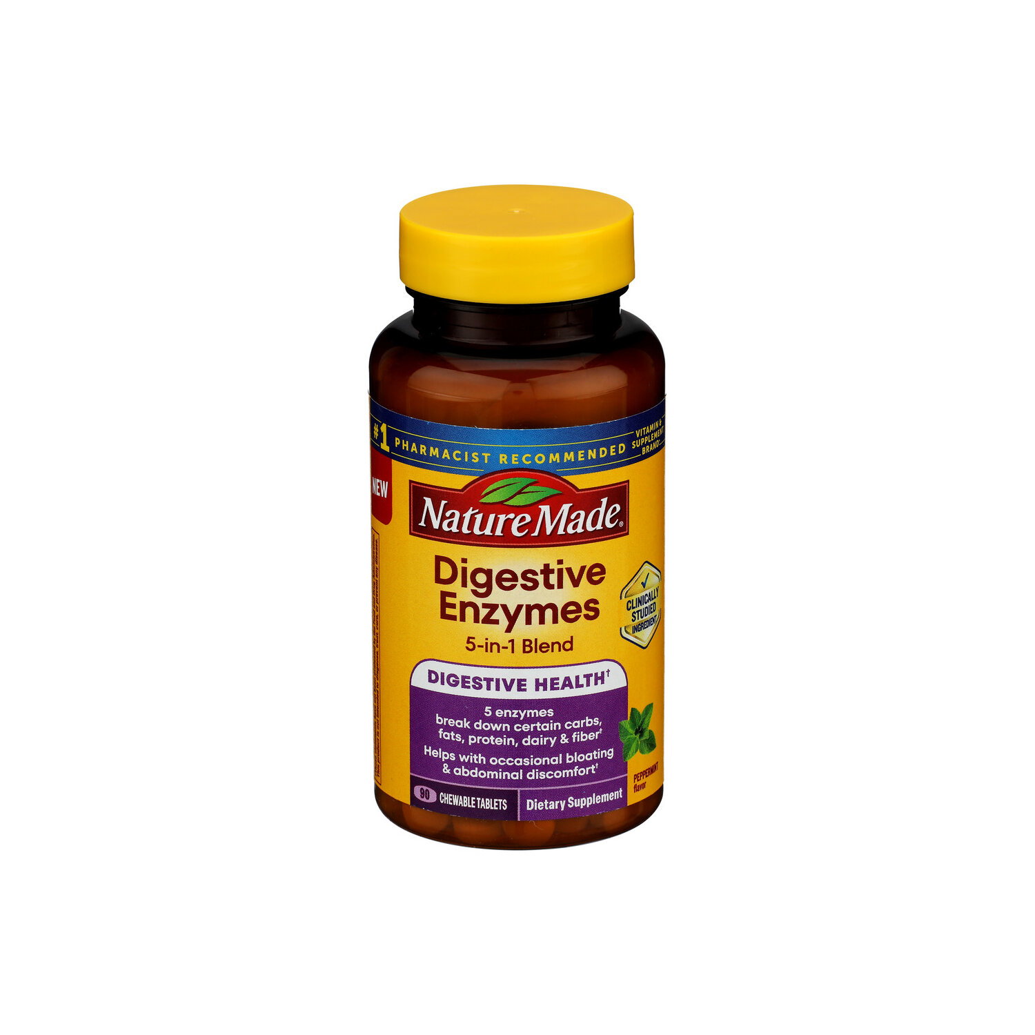 Nature Made Unscented Peppermint Tablet Digestive Enzymes Chewable - 90 Count Image 1 of 4