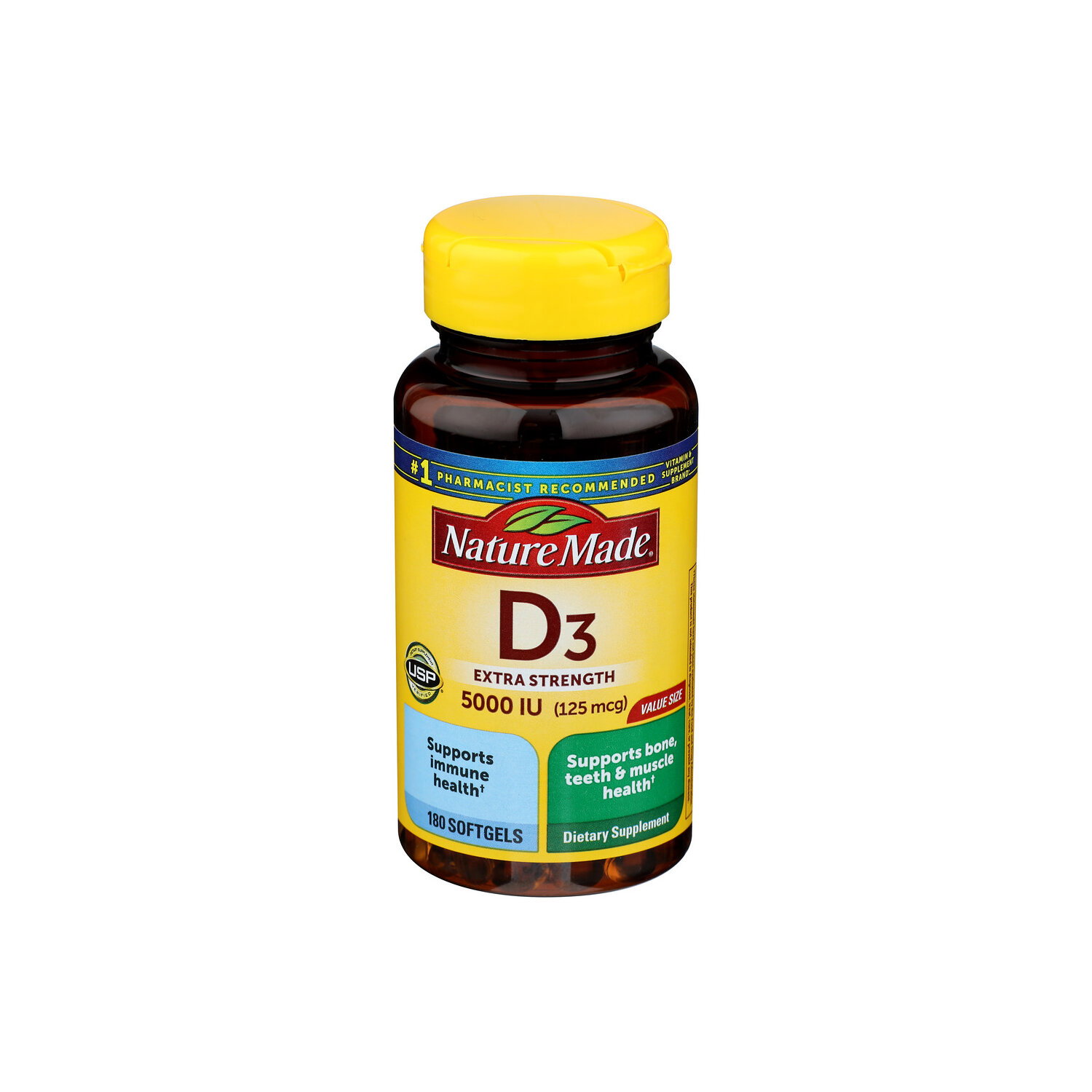 Nature Made Vitamin D3 Extra Strength 5000 IU - 180 Count Image 1 of 2
