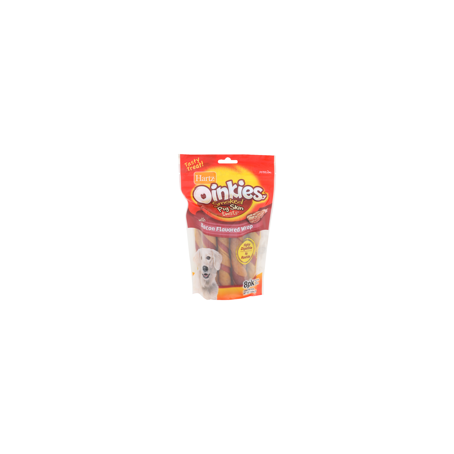 Hartz Oinkies With Bacon Flavored Wrap Smoked Pig Skin Twists Chews For Dogs - 1.088 Ounce - 8 Count Image 1 of 3
