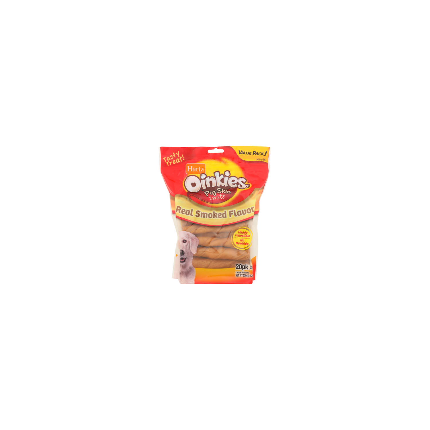 Hartz Oinkies Real Smoked Flavor Pig Skin Twists - 0.915 Ounce - 20 Count Image 1 of 4
