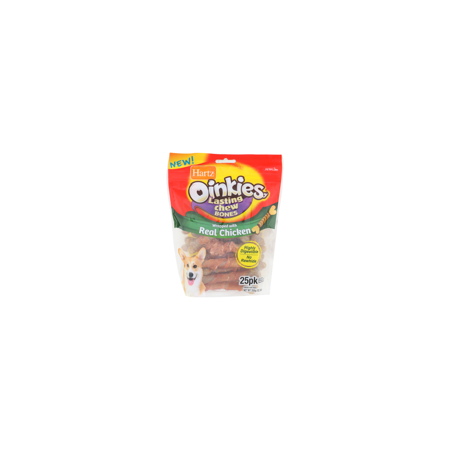 Hartz Oinkies Dog Chews Wrapped With Real Chicken Lasting Chew Bones For Dogs - 0.492 Ounce - 25 Count Image 1 of 4