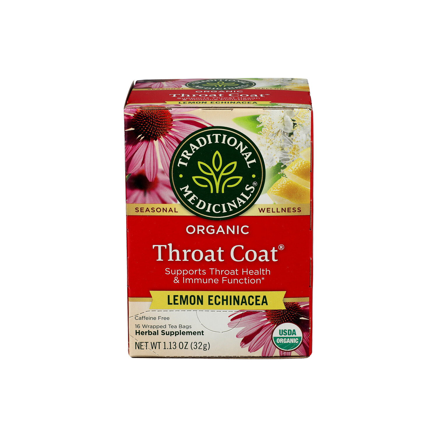 Traditional Medicinals Lemon Echinacea Throat Coat Tea - 0.071 Ounce - 16 Count Image 1 of 3